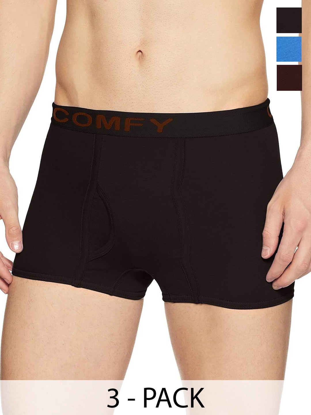 

AMUL COMFY Men Pack Of 3 Assorted Pure Cotton Trunks - Comfy-Plain-Mini-Trunk-OE-2-100, Blue