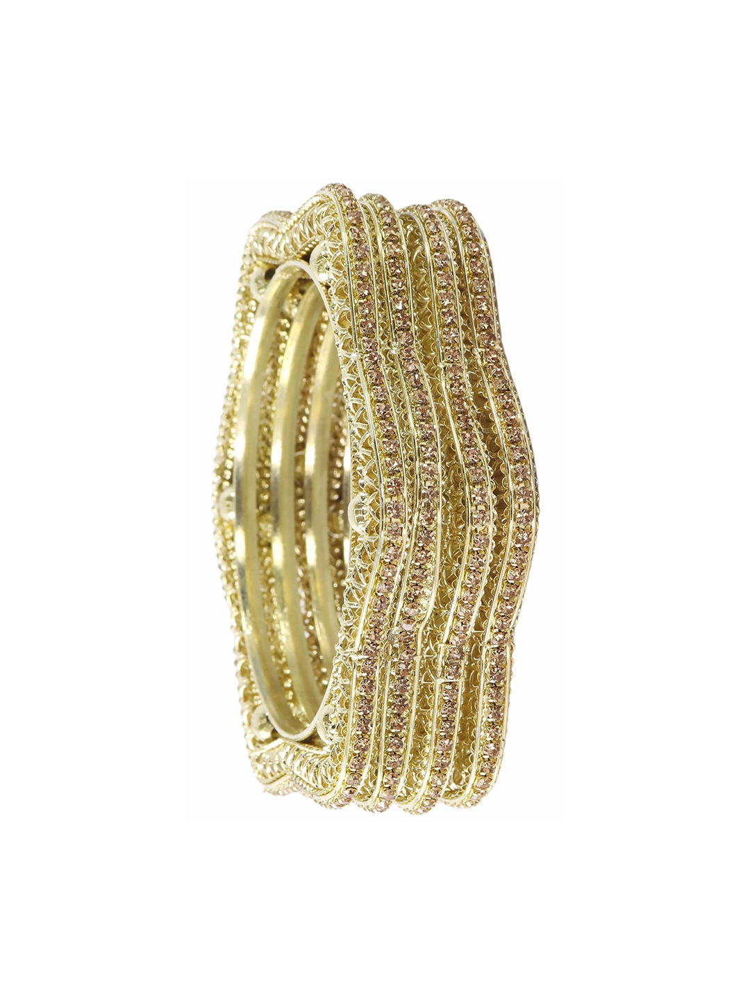 

ZULKA Set of 4 Latest Star Design with Zircon Diamond Bangles, Gold