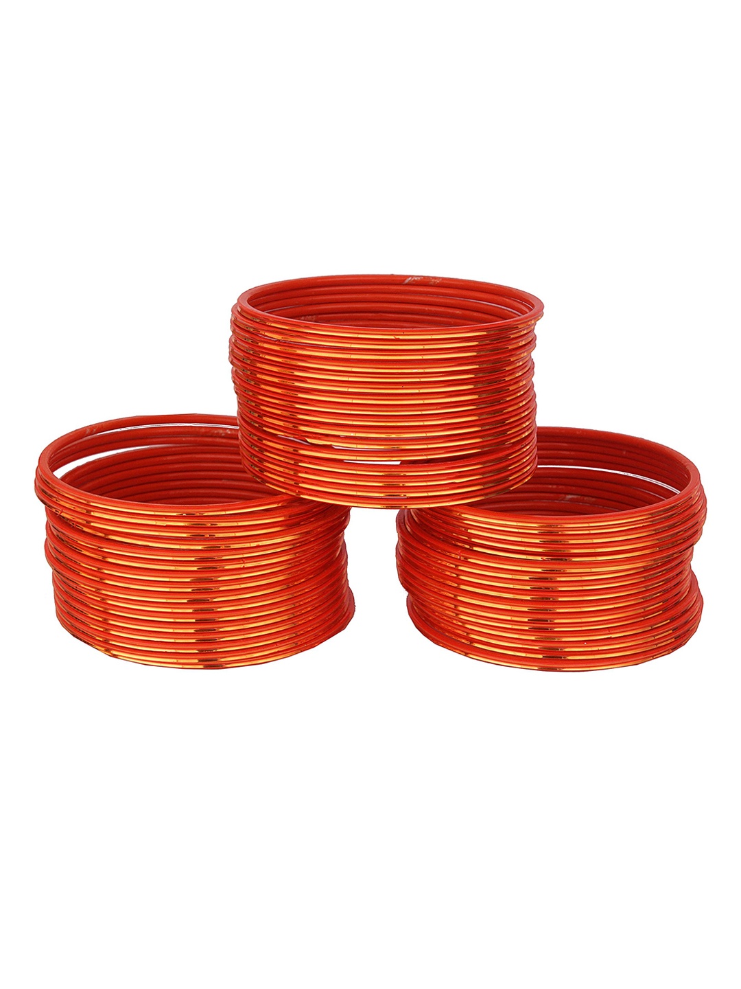 

ZULKA Set of 48 Simple Plain Glossy Finished Metal Bangles, Orange