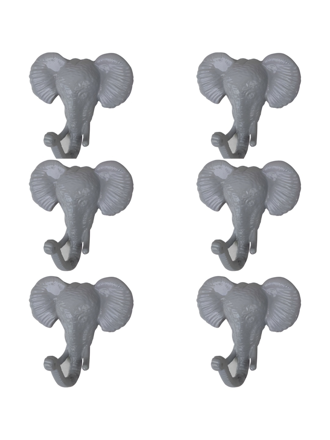 

IndianShelf Grey 6 Pieces Iron Elephant Wall Hangers Hooks