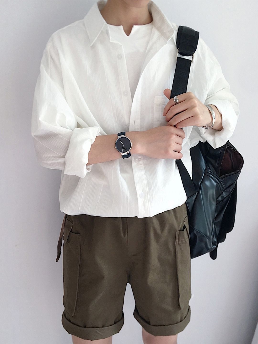 

HERE&NOW Men Original Textured Oversized Casual Shirt, White