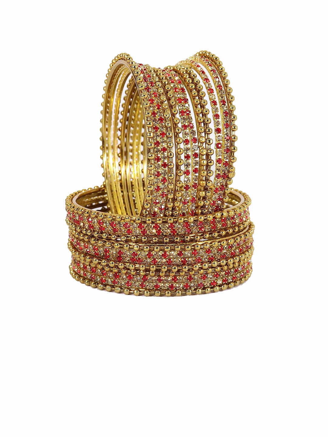 

ZULKA Set of 24 Gold-Plated Artificial Stones and Beads Bangles, Multi
