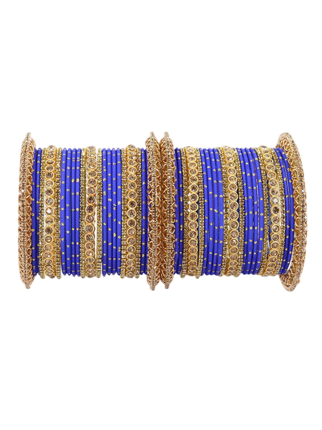 

ZULKA Set of 46 Gold-Plated Zircon Gemstone Studded Bangle, Blue