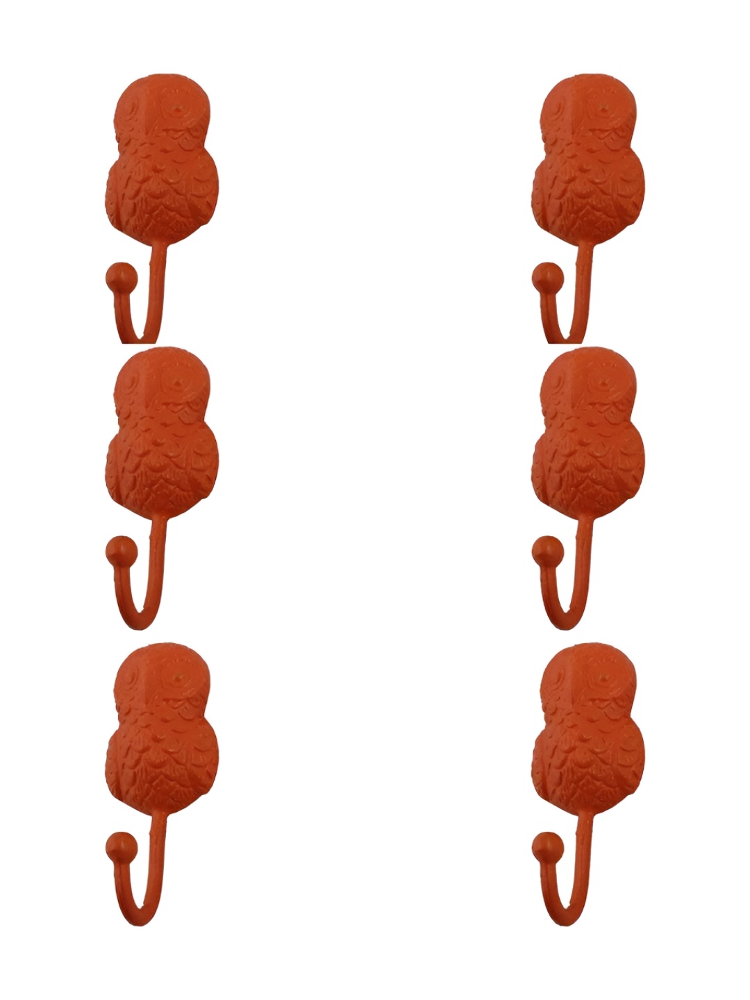 

IndianShelf Orange 6 Pcs Iron Owl Wall Hooks