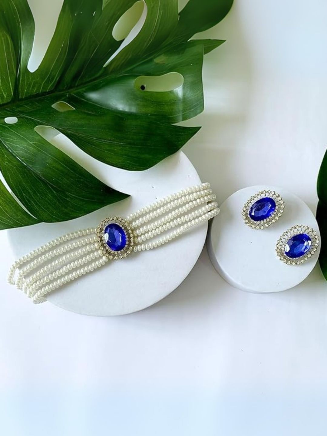 

I Jewels Gold Plated Pearls & Stone Studded Jewellery Set