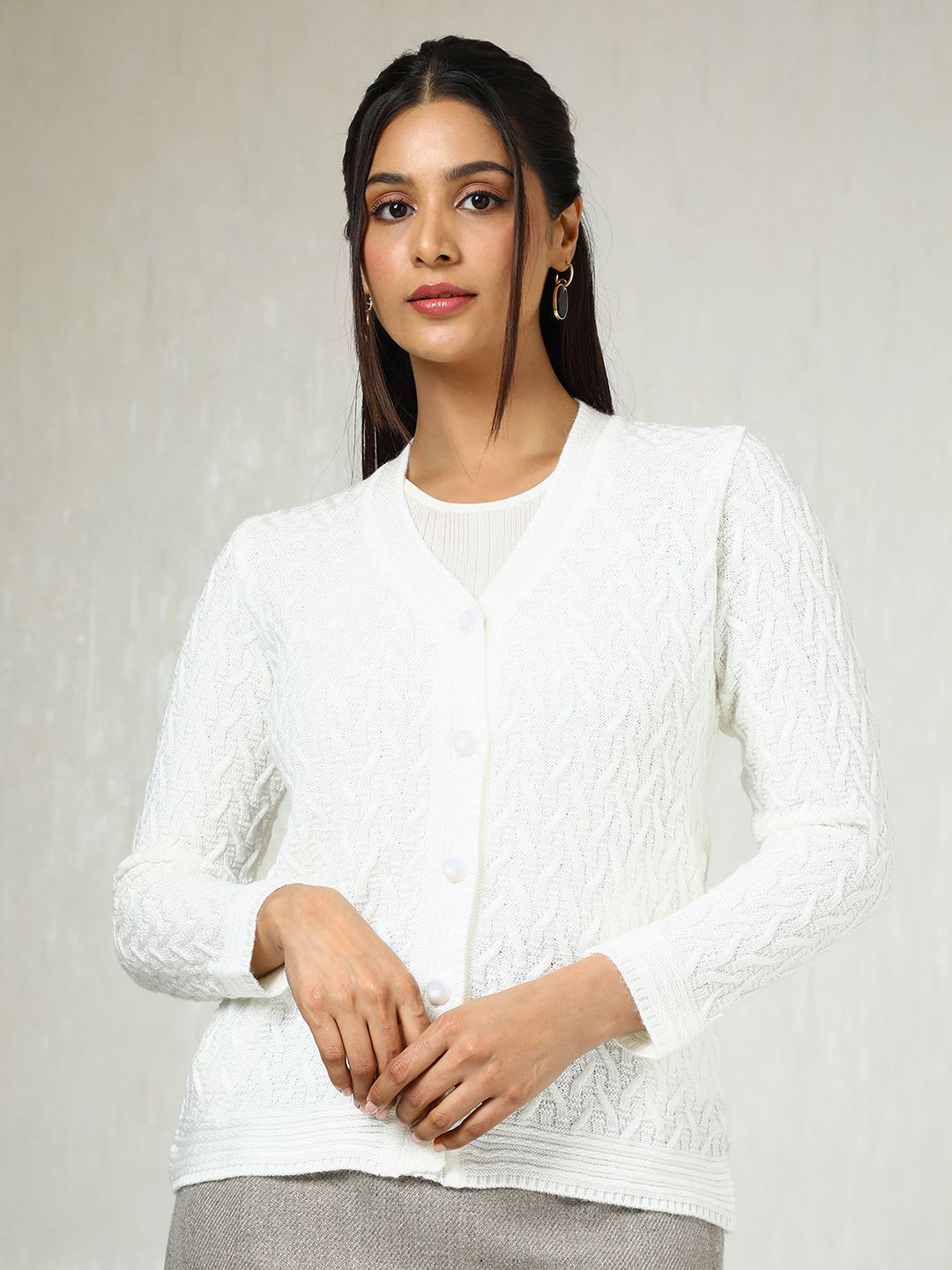 

Soch Women Cable Knit Cardigan, White