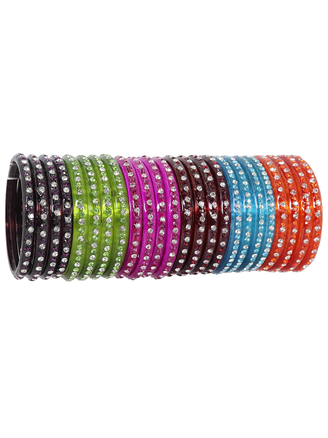 

ZULKA Set Of 24 Zircon Studded Glass Kada Bangles, Multi