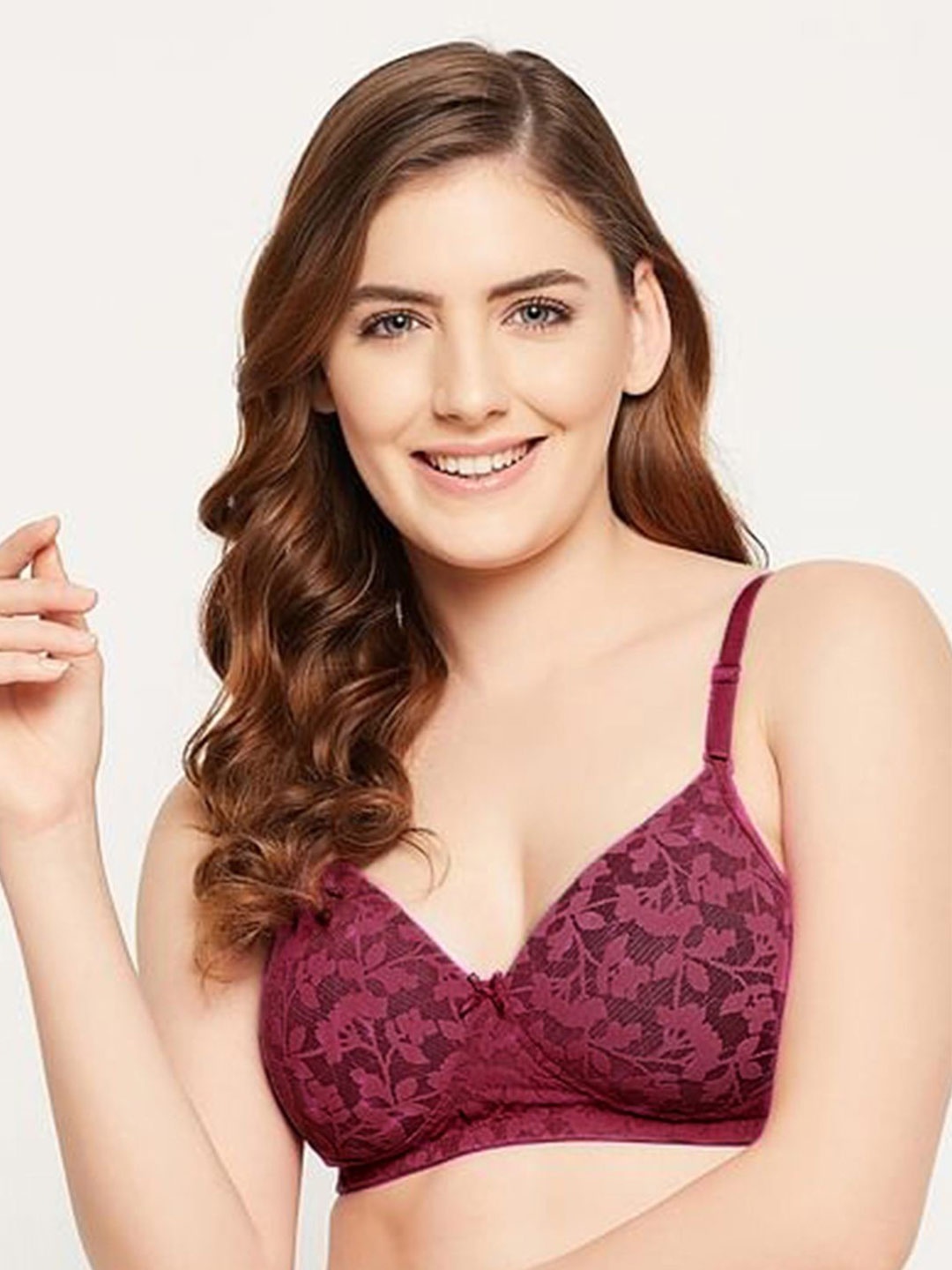 

BEWILD Women Floral Seamless Full Coverage Lightly Padded T-shirt Bra, Red