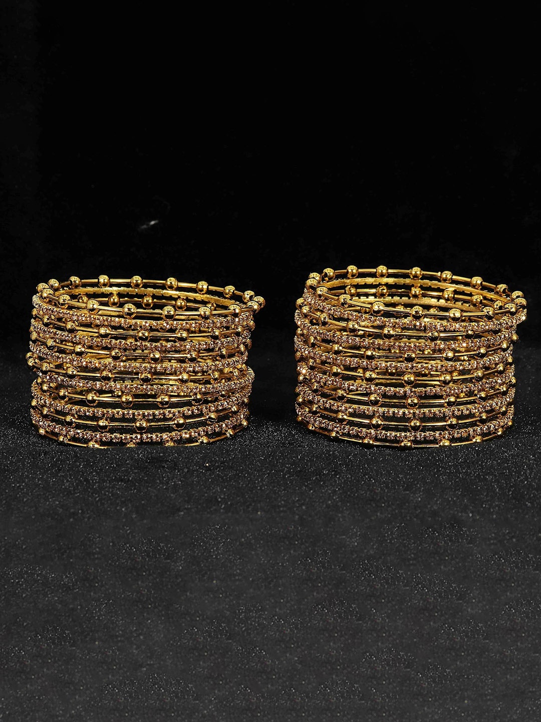 

ZULKA Set of 26 Gold-Plated Zircon Stone Studded Bangles