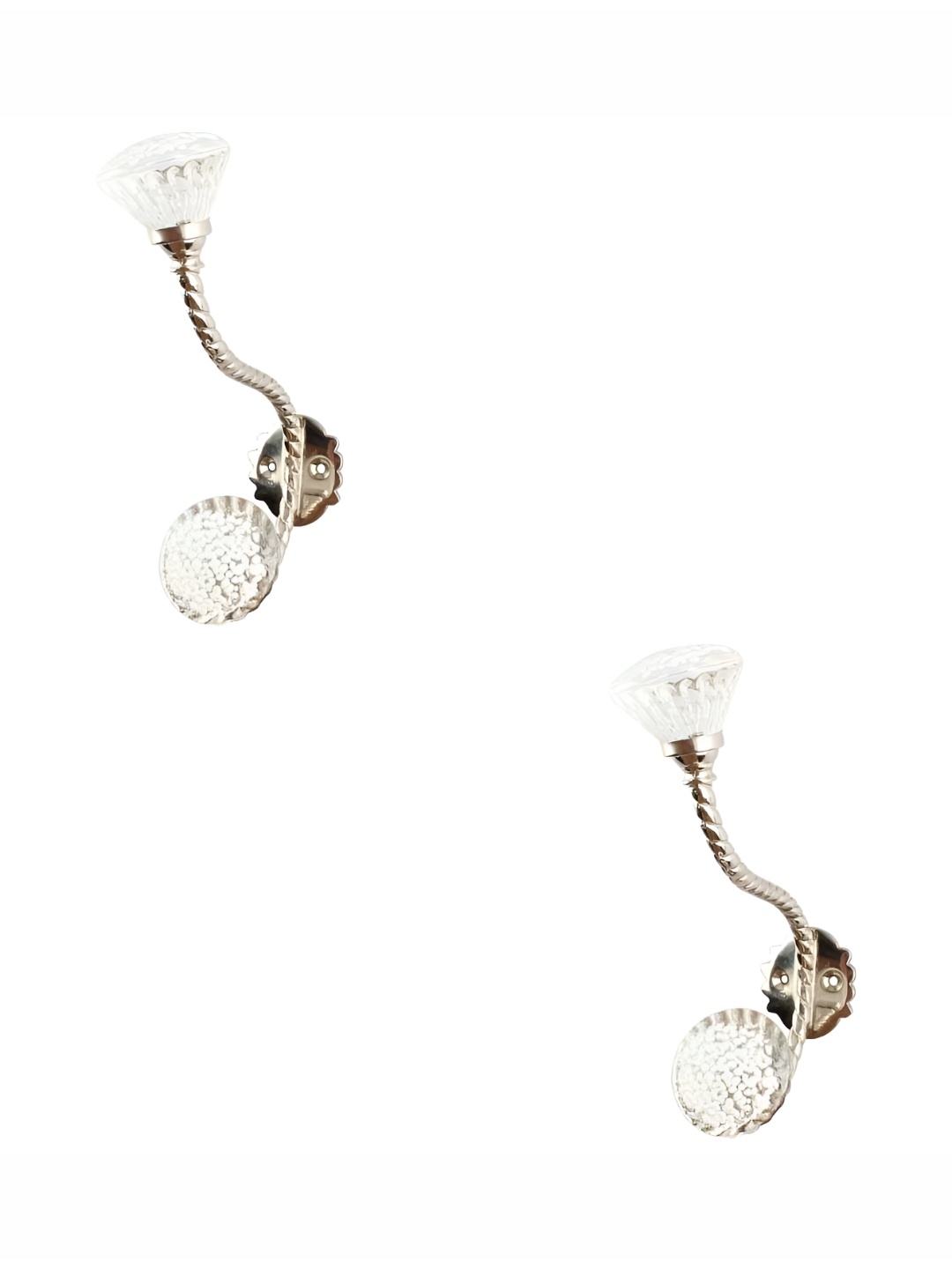 

IndianShelf Transparent & Silver Toned 2 Pieces Glass Wall Hooks