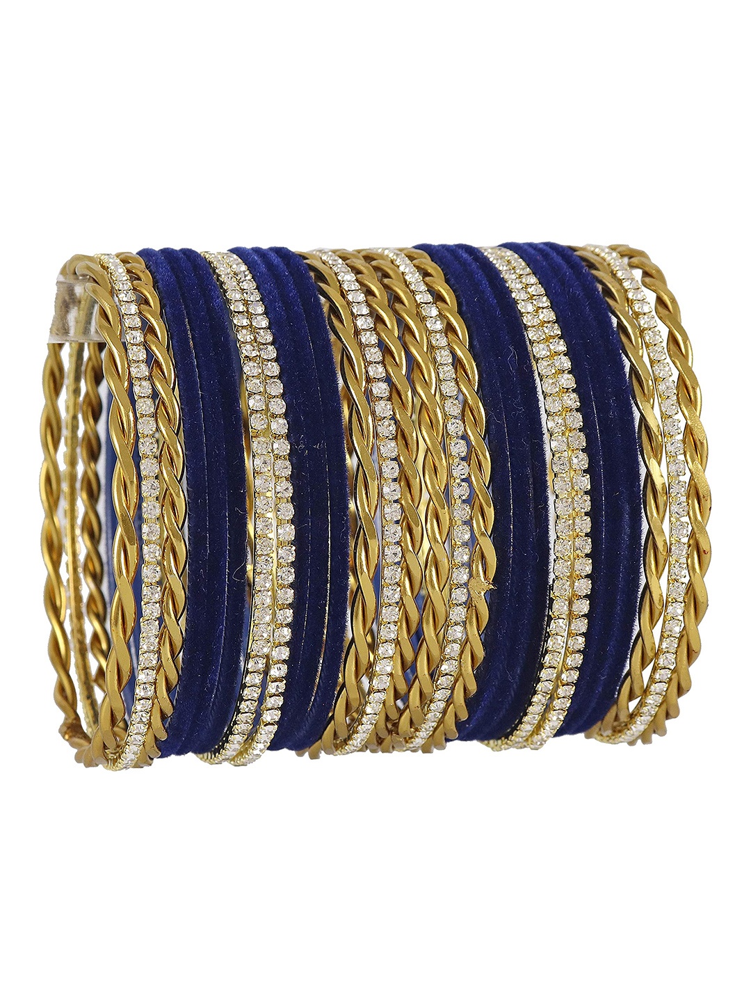 

ZULKA Set of 46 Metal Zircon Gemstone and Beads Studded Ball Chain Bangles, Black