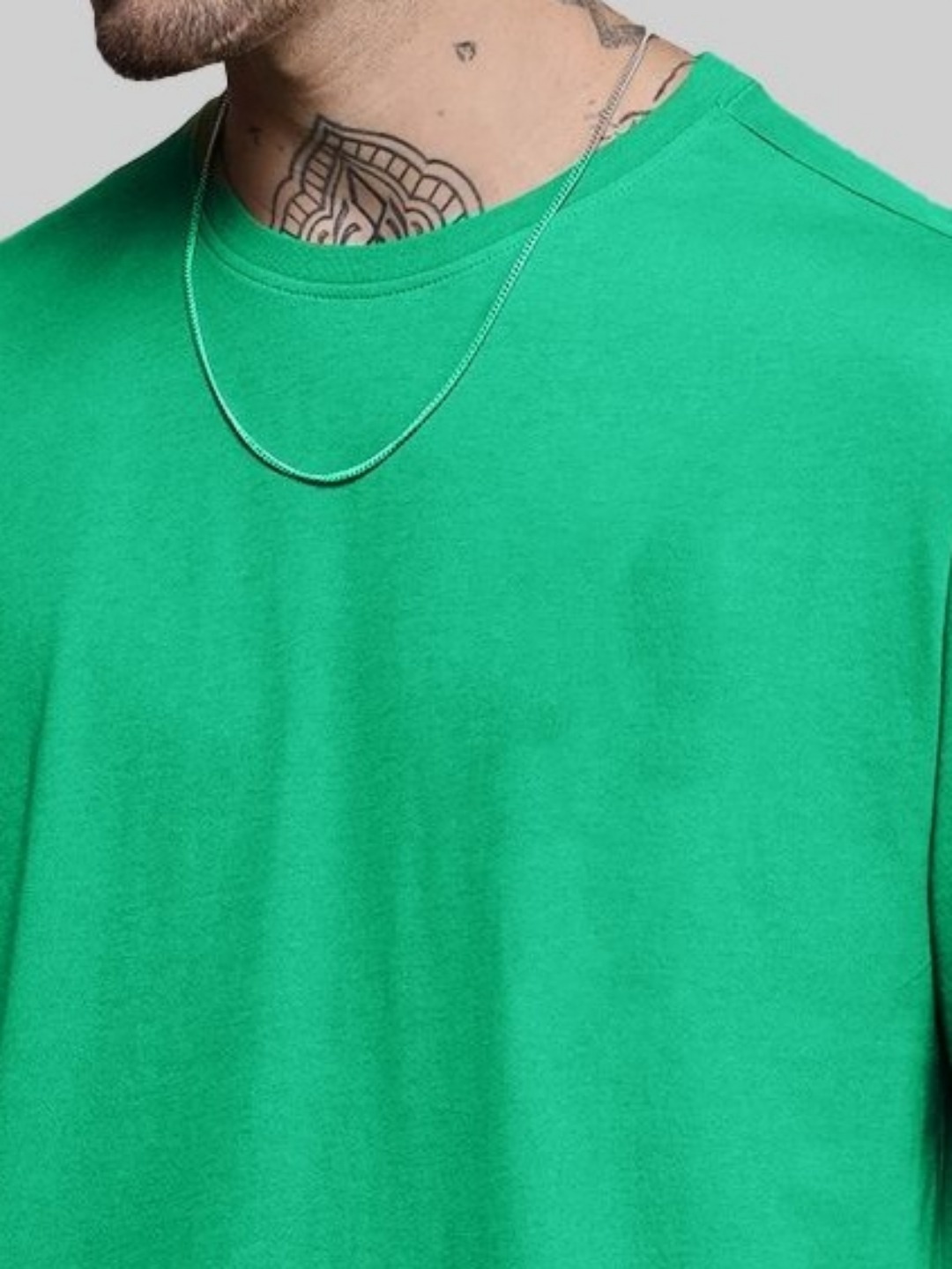 

Leotude Men Solid Round Neck Cotton Oversized T-shirt, Sea green