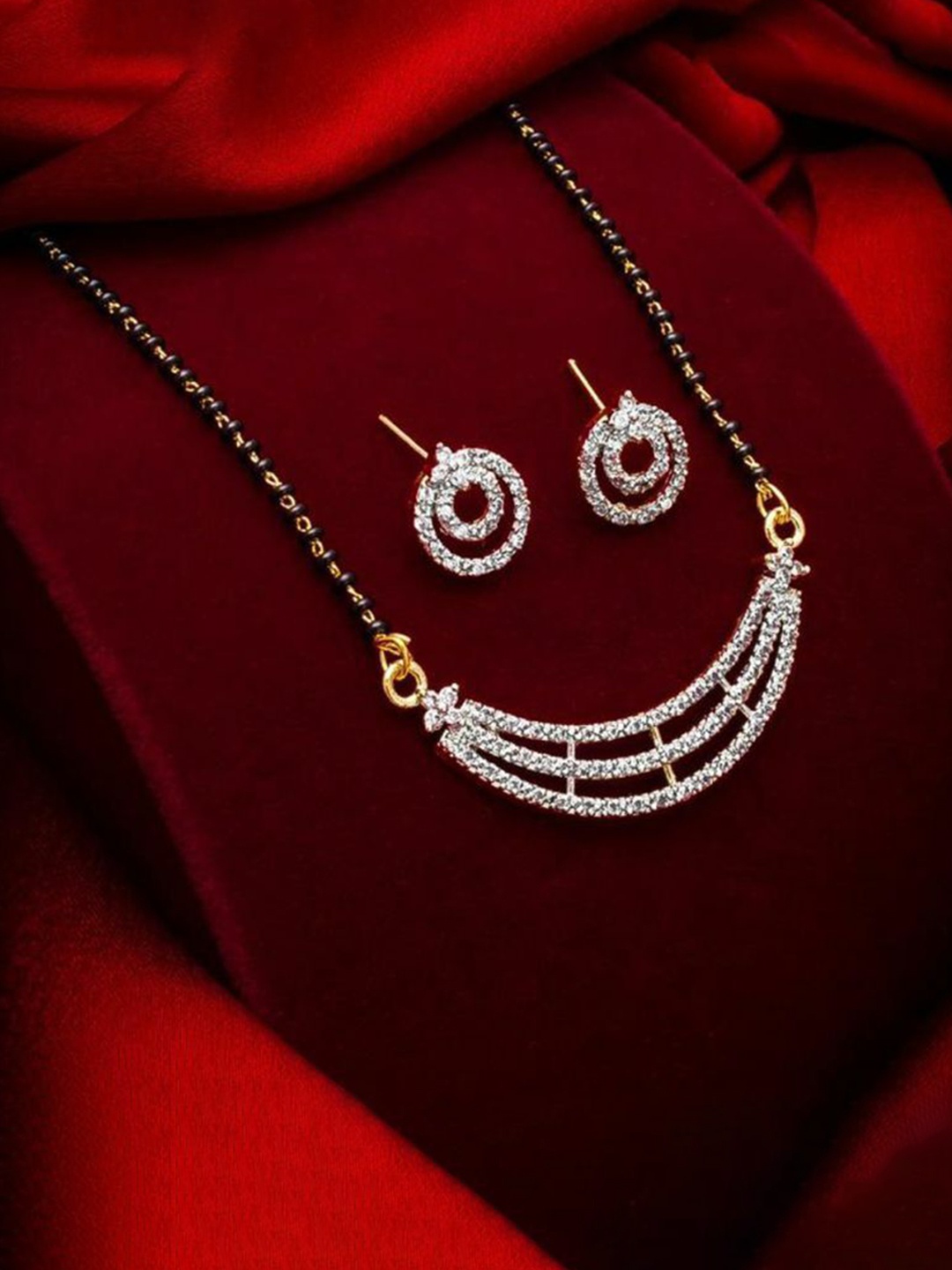 

SUNHARI Gold-Plated Mangalsutra Jewellery Set, Silver