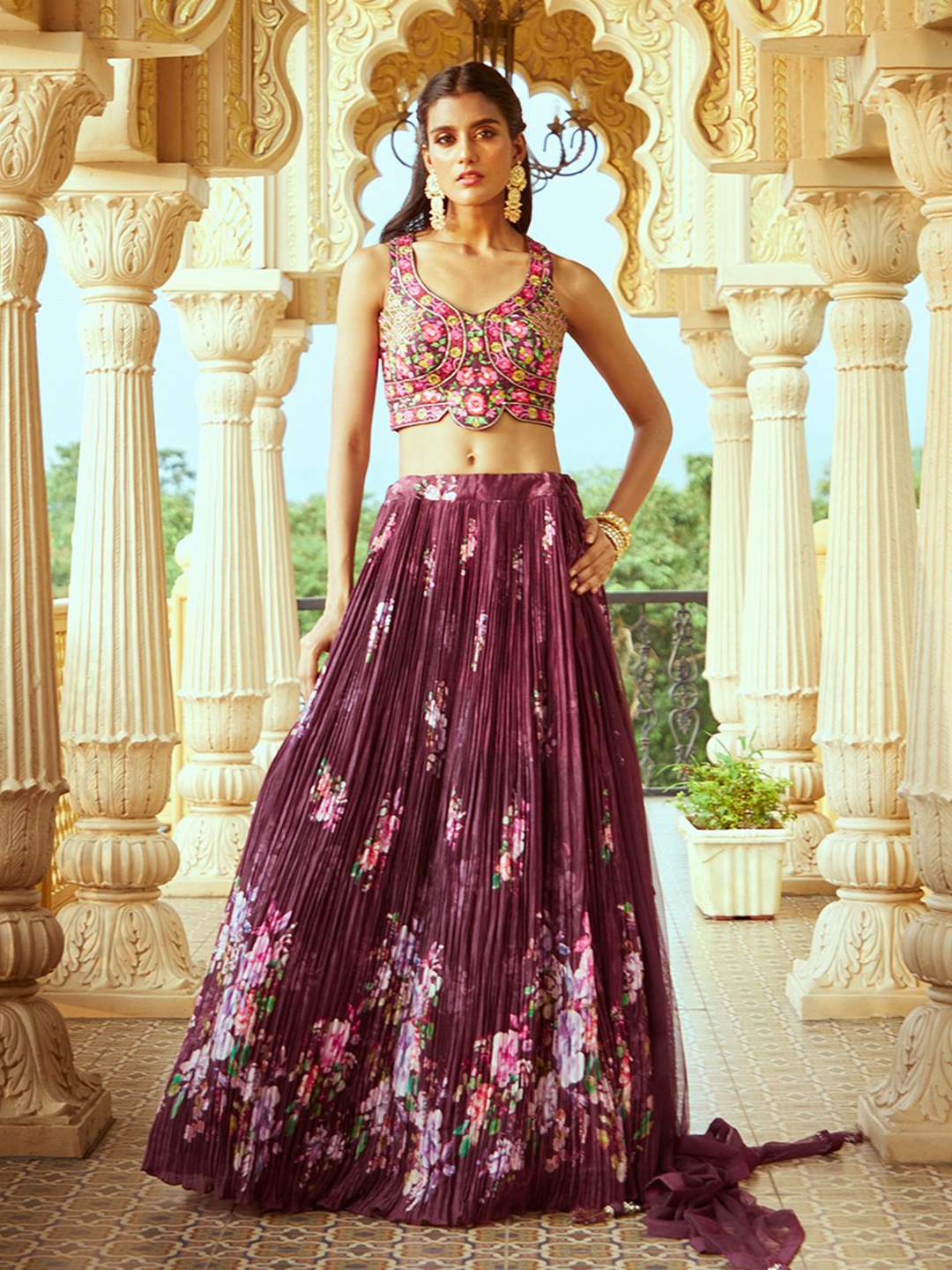 

Alaya Advani Embroidered Ready to Wear Lehenga & Blouse With Dupatta, Purple