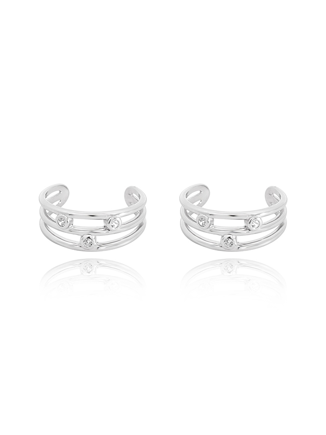 

Nistra Set Of 2 Rhodium-Plated Toe Rings, Silver