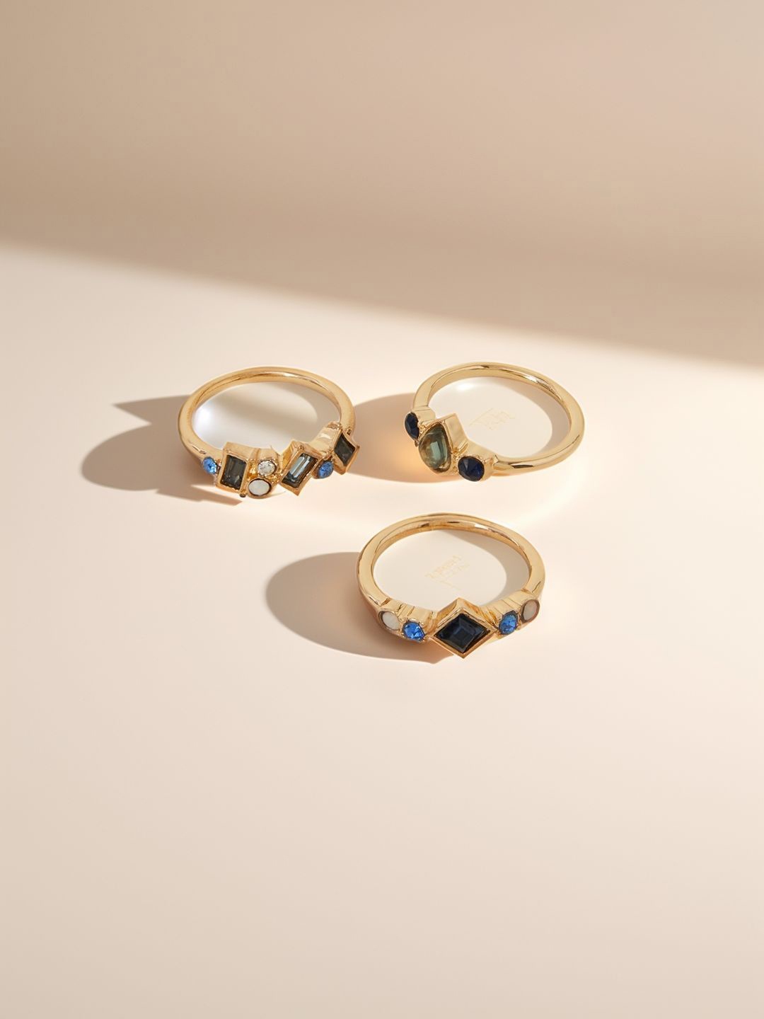

Accessorize Set Of 3 Gemstone-Studded Finger Ring, Gold