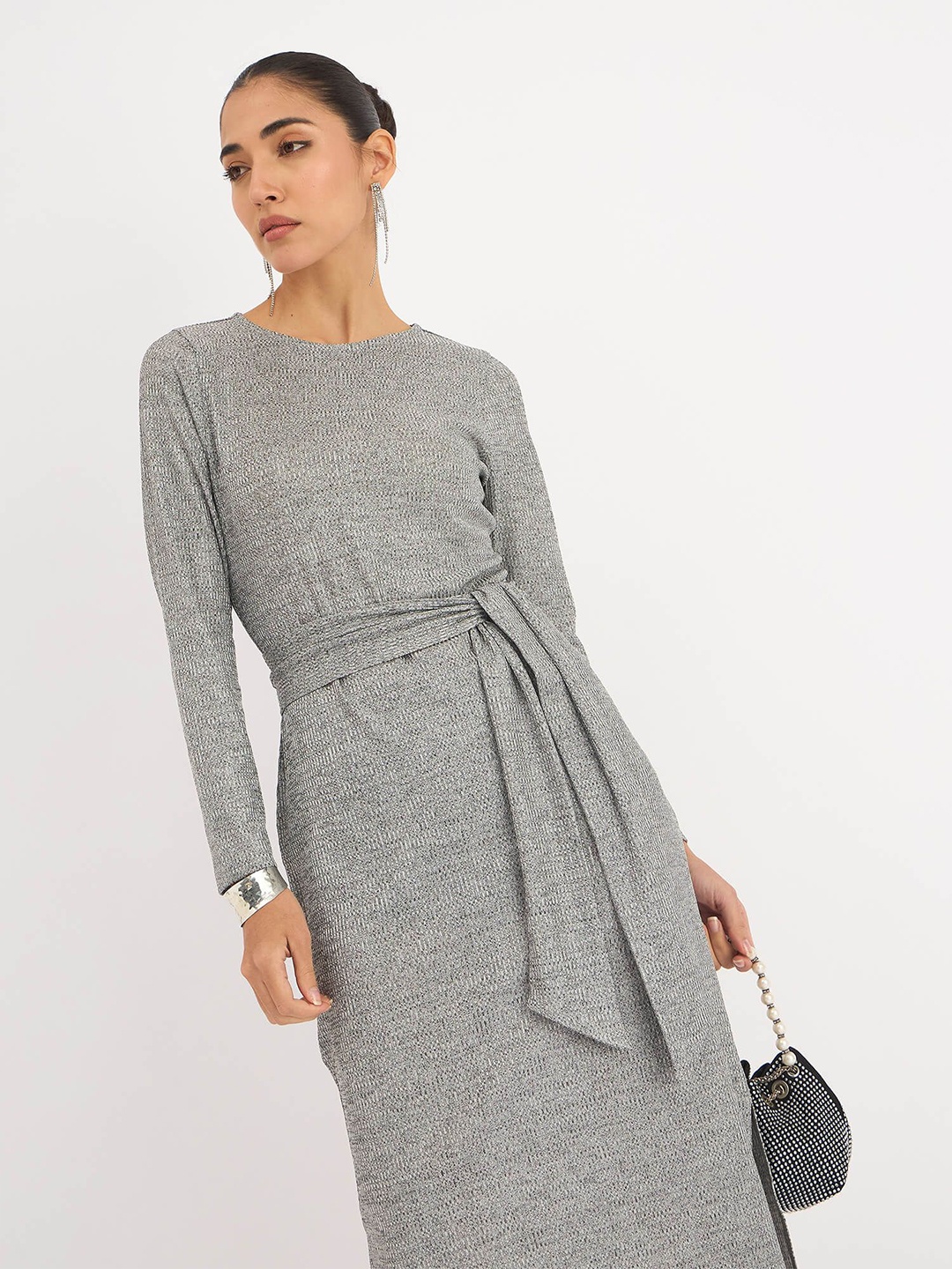 

SALT ATTIRE Women Formal Sheath Midi Dress, Grey