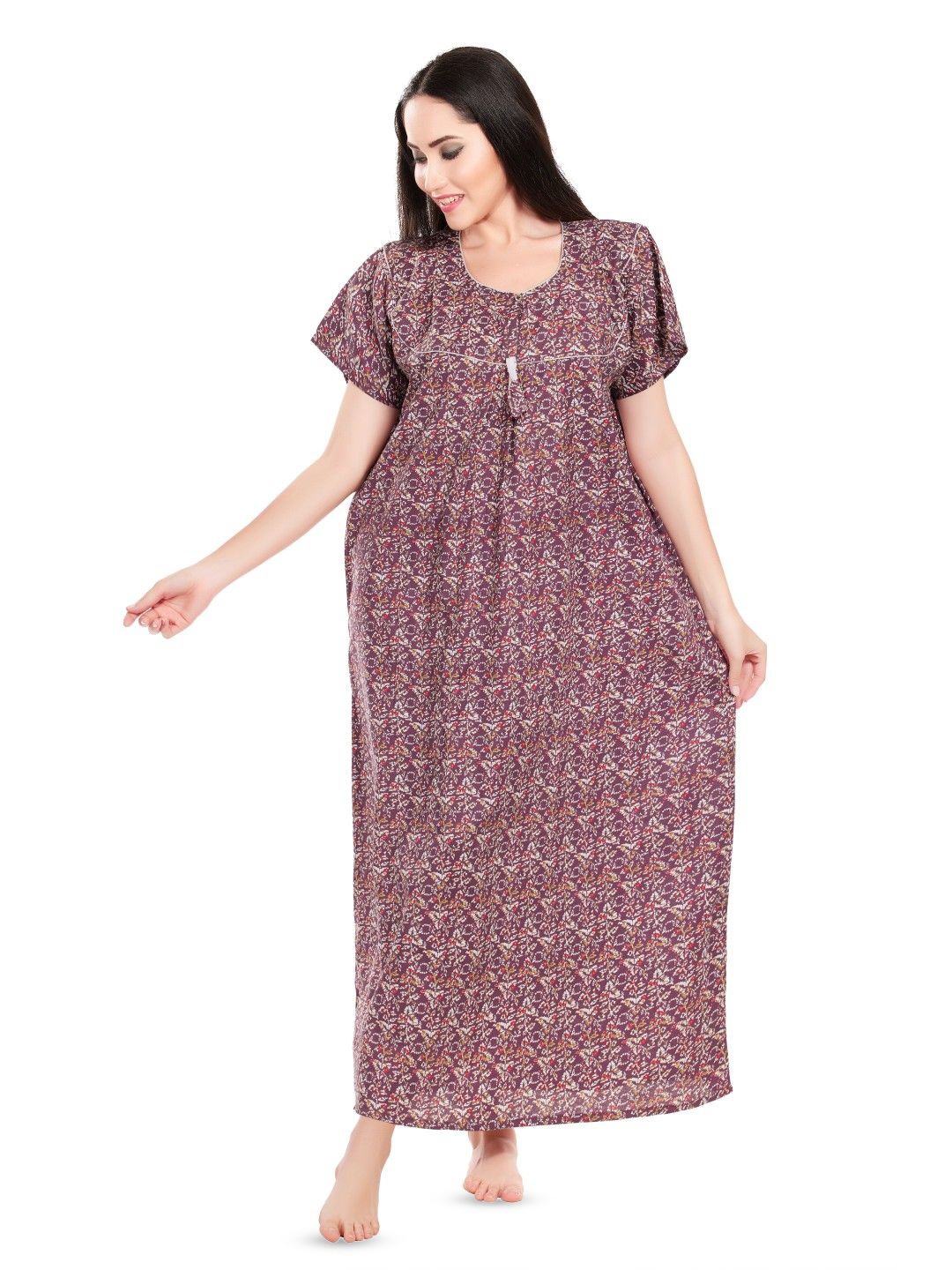 

Zionity Printed Maxi Nightdress, Purple