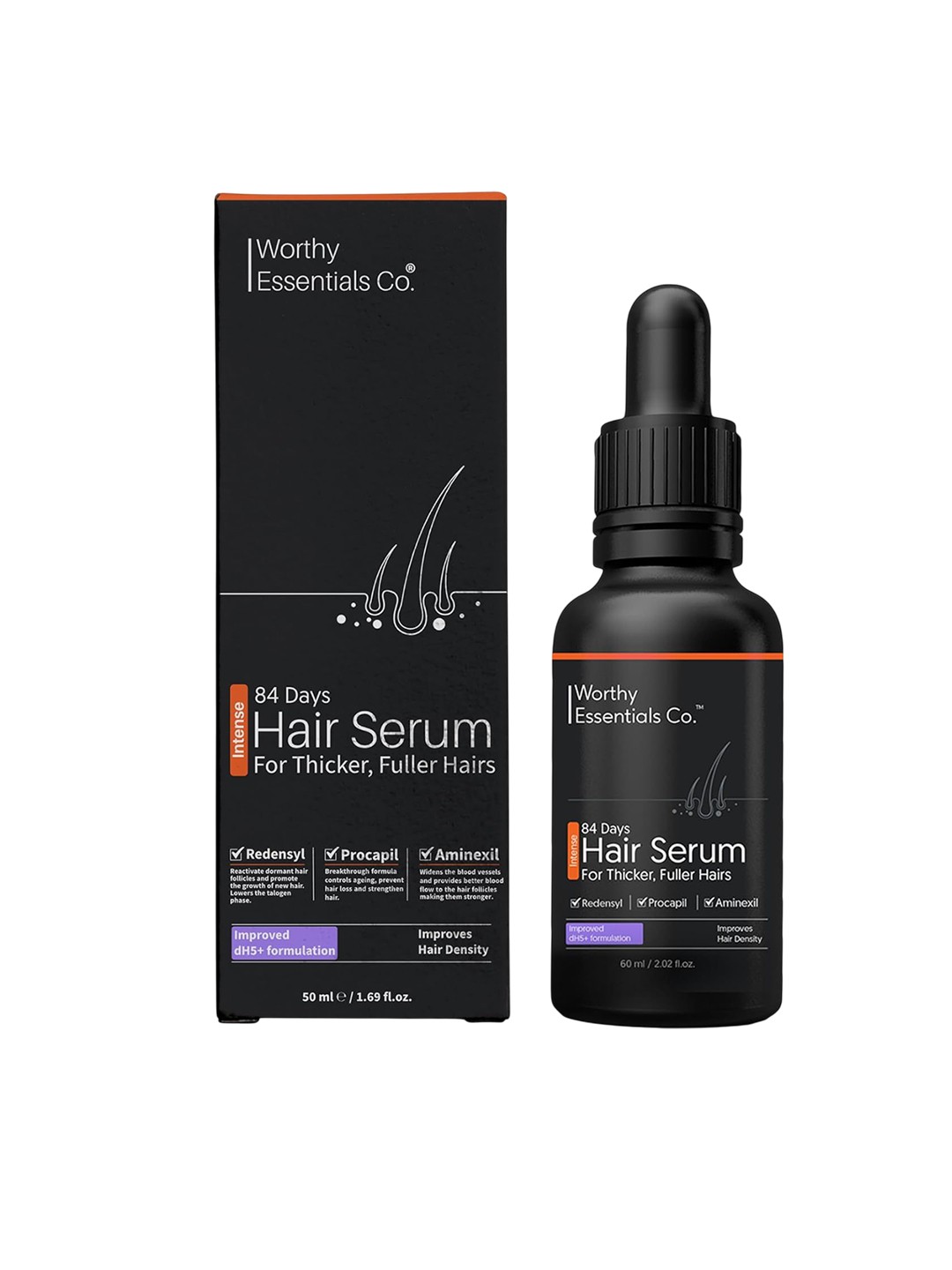 

Worthy Essentials Co. 84 Days Intense Hair Growth Serum - 50 ml, Black