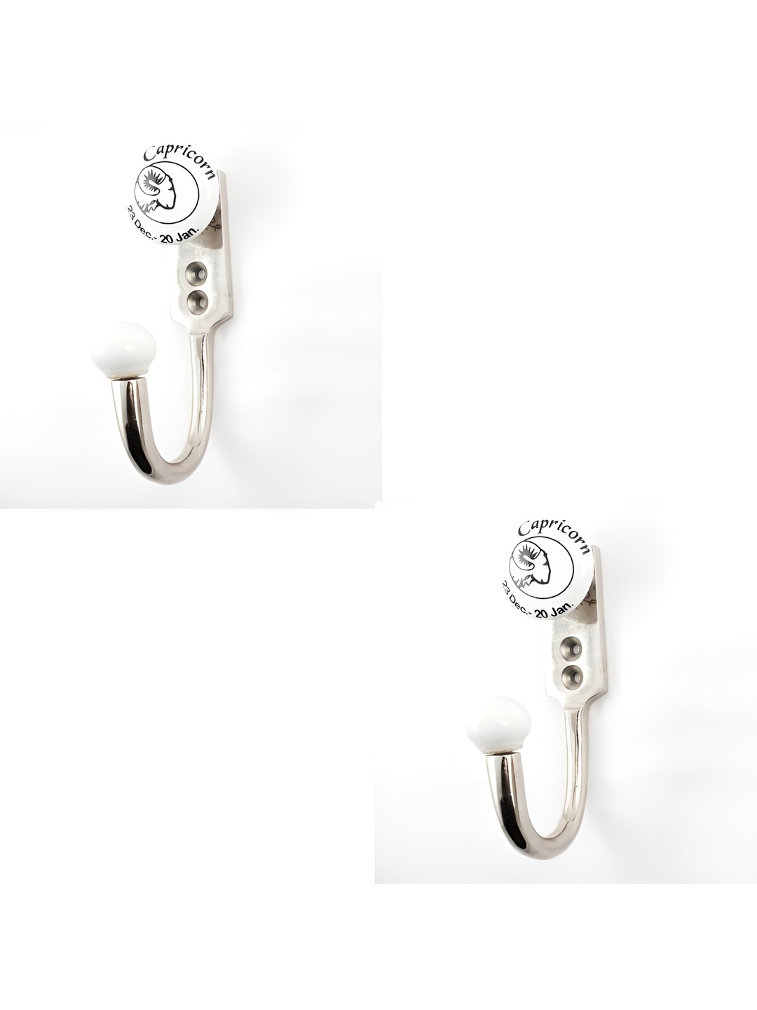 

IndianShelf White 2 Pieces Printed Ceramic Wall Hooks