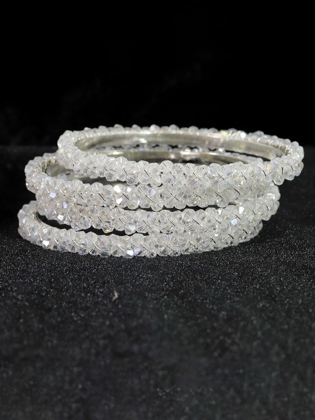

ZULKA Set Of 4 Pearls Kada Bangles, Silver