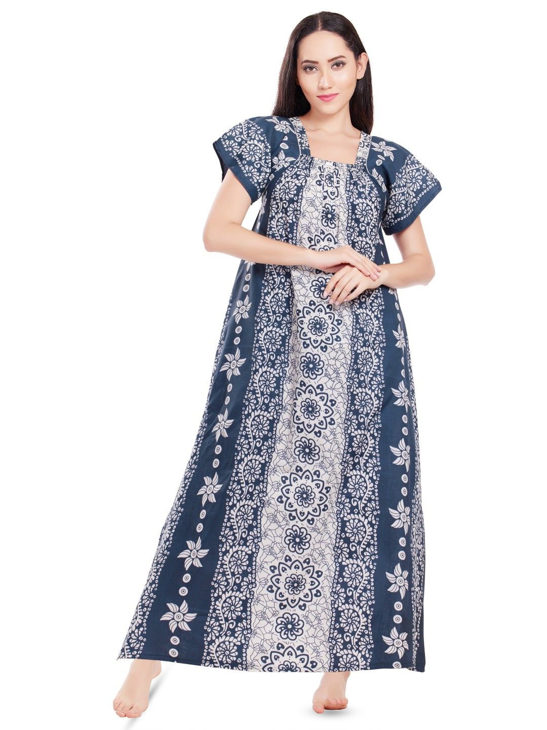 

Zionity Printed Maxi Nightdress, Blue