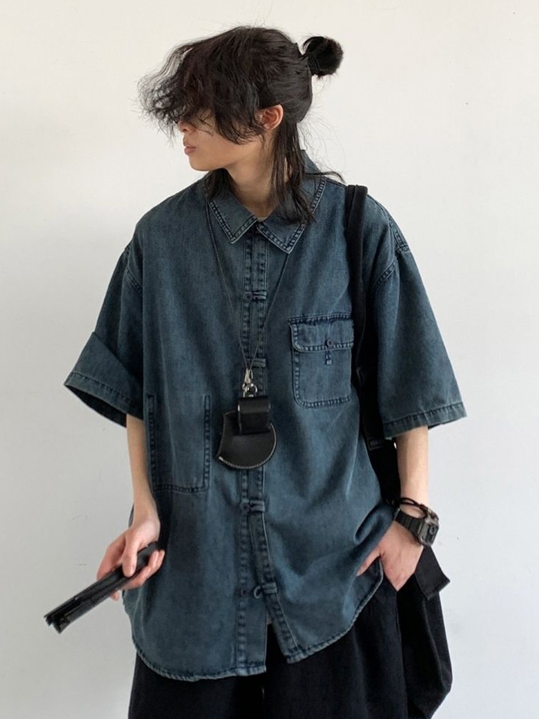 

HERE&NOW Women Original Solid Oversized Casual Shirt, Blue