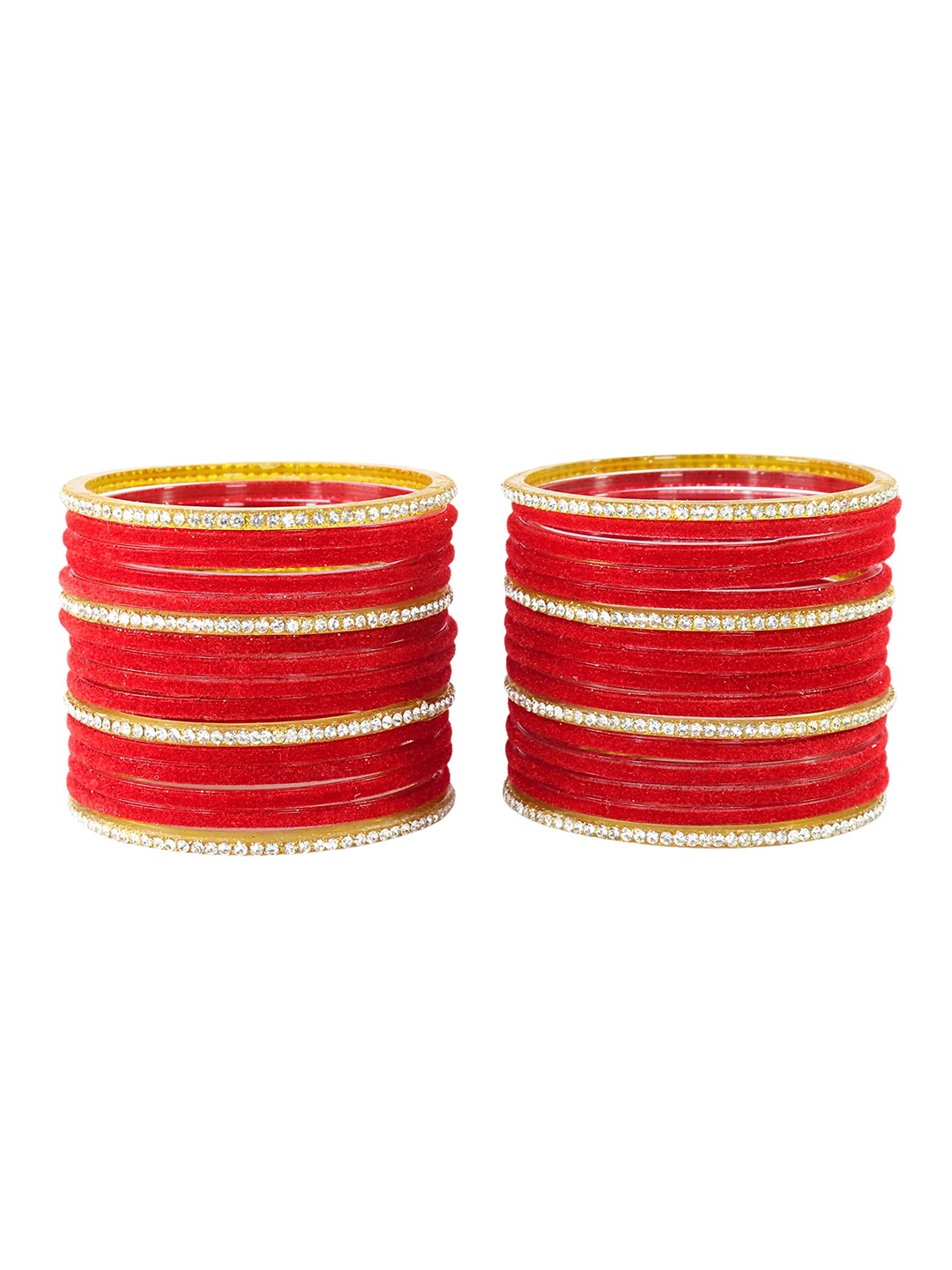 

ZULKA Set of 40 Silver Latkan Metal Bangles with Zircon Diamond Metal Latkan Bangle, Green