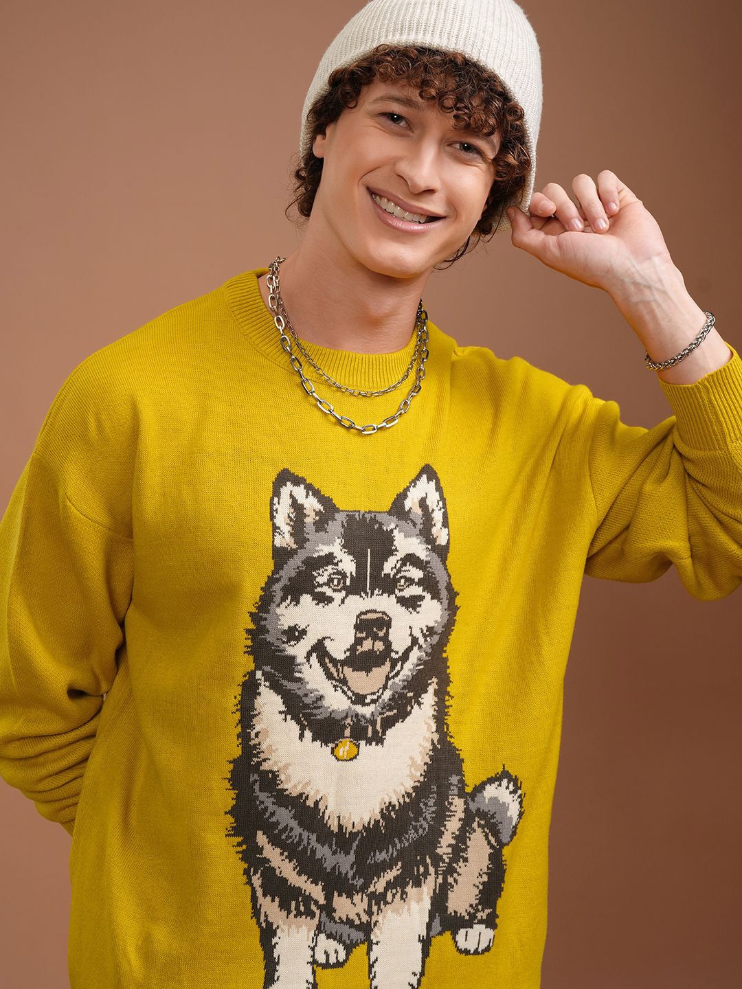 

HIGHLANDER Men Round Neck Pullover Sweater, Yellow