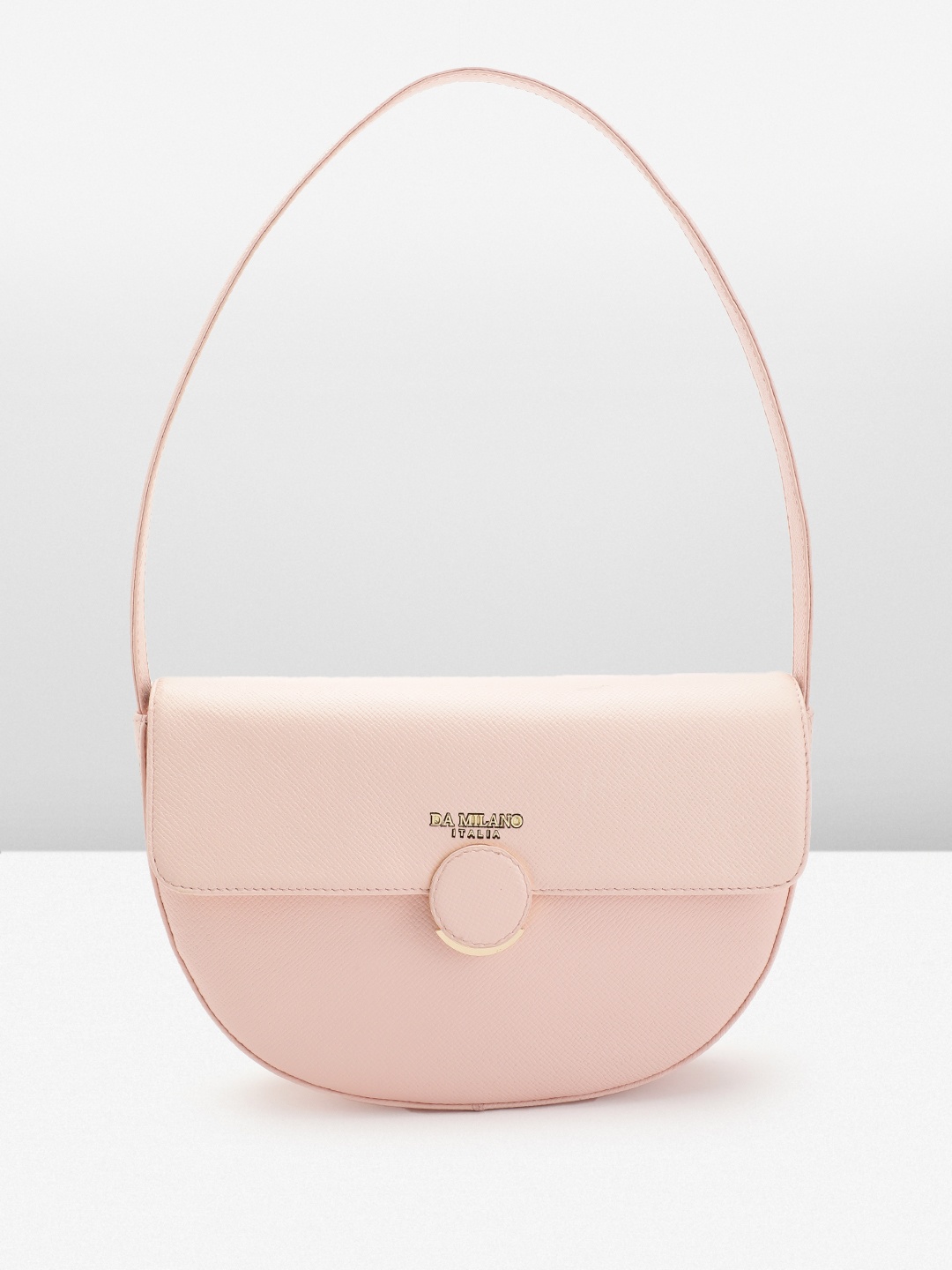 

Da Milano Textured Leather Half Moon Shoulder Bag, Pink