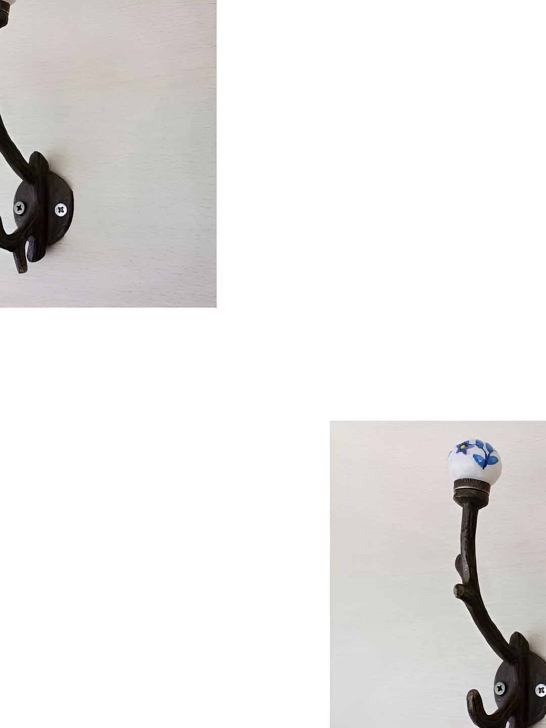 

IndianShelf White & Blue 2 Pcs Star Printed Ceramic Wall Hooks