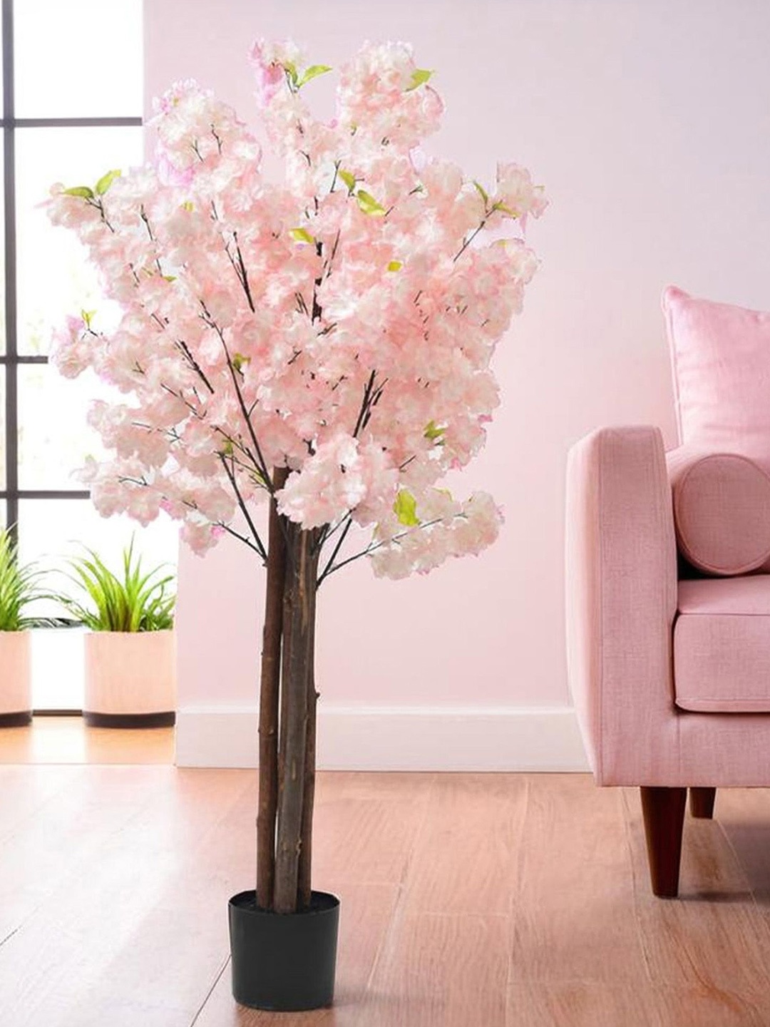 

Ekhasa Pink Cherry Blossom Artificial Flower with Pot