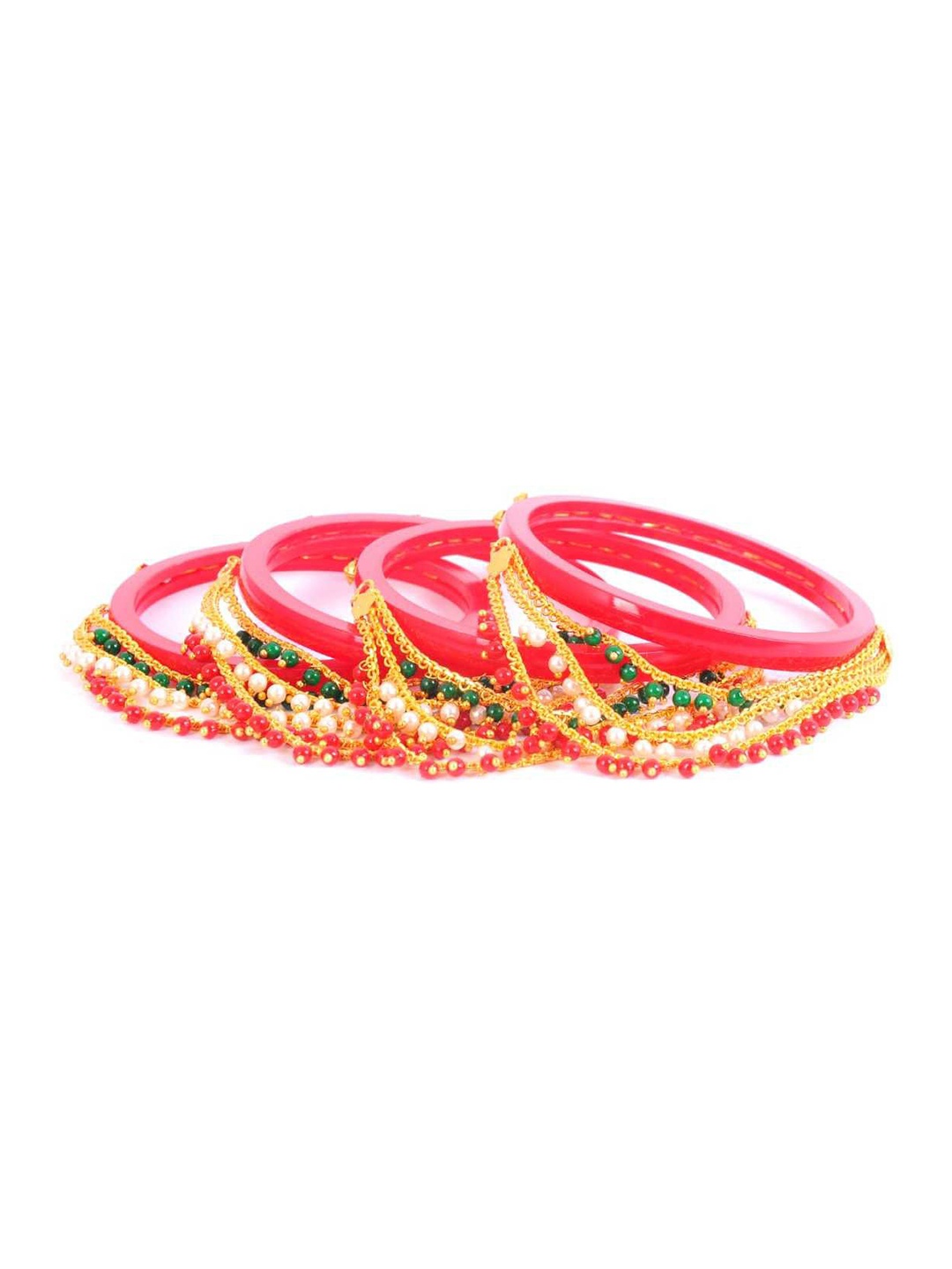 

Align Set Of 4 Gold-Plated Beaded-Studded Bangles