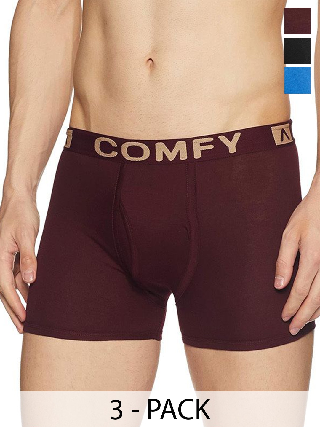

AMUL COMFY Men Pack Of 3 Assorted Trunks Comfy-FCD-Trunk-OE-3-105, Blue
