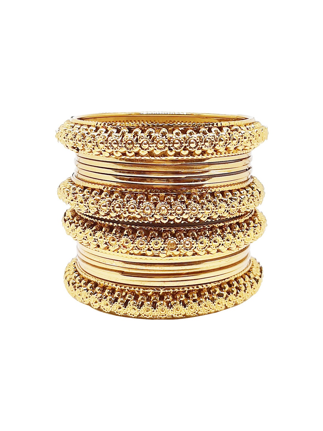 

CHRISHAN Set Of 2 Gold-Plated Kada Bangles