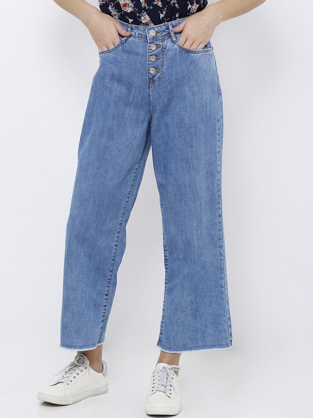

Kraus Jeans Women Wide Leg High-Rise Light Fade Jeans, Blue