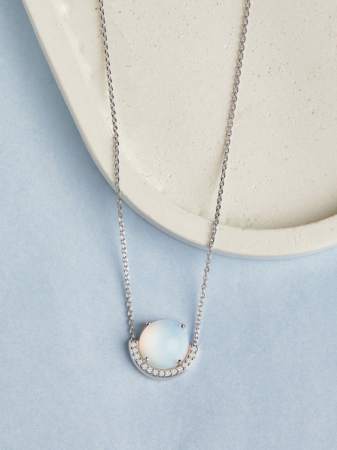 

Mia by Tanishq Blue Dream 925 Sterling Silver-Plated Cubic Zirconia Studded Chain