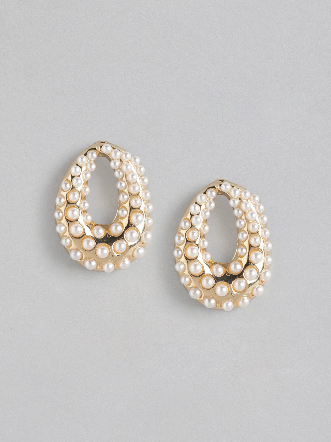 

Forever New Gold Plated Beaded Contemporary Studs Earrings, White