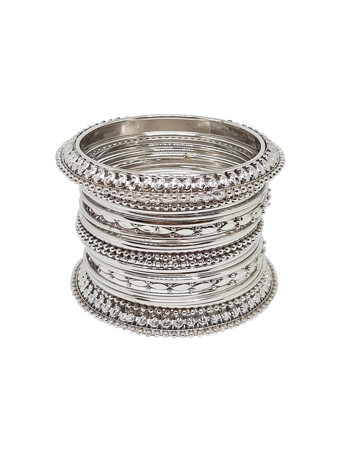 

CHRISHAN Set Of 20 Silver-Plated Beaded Bangle