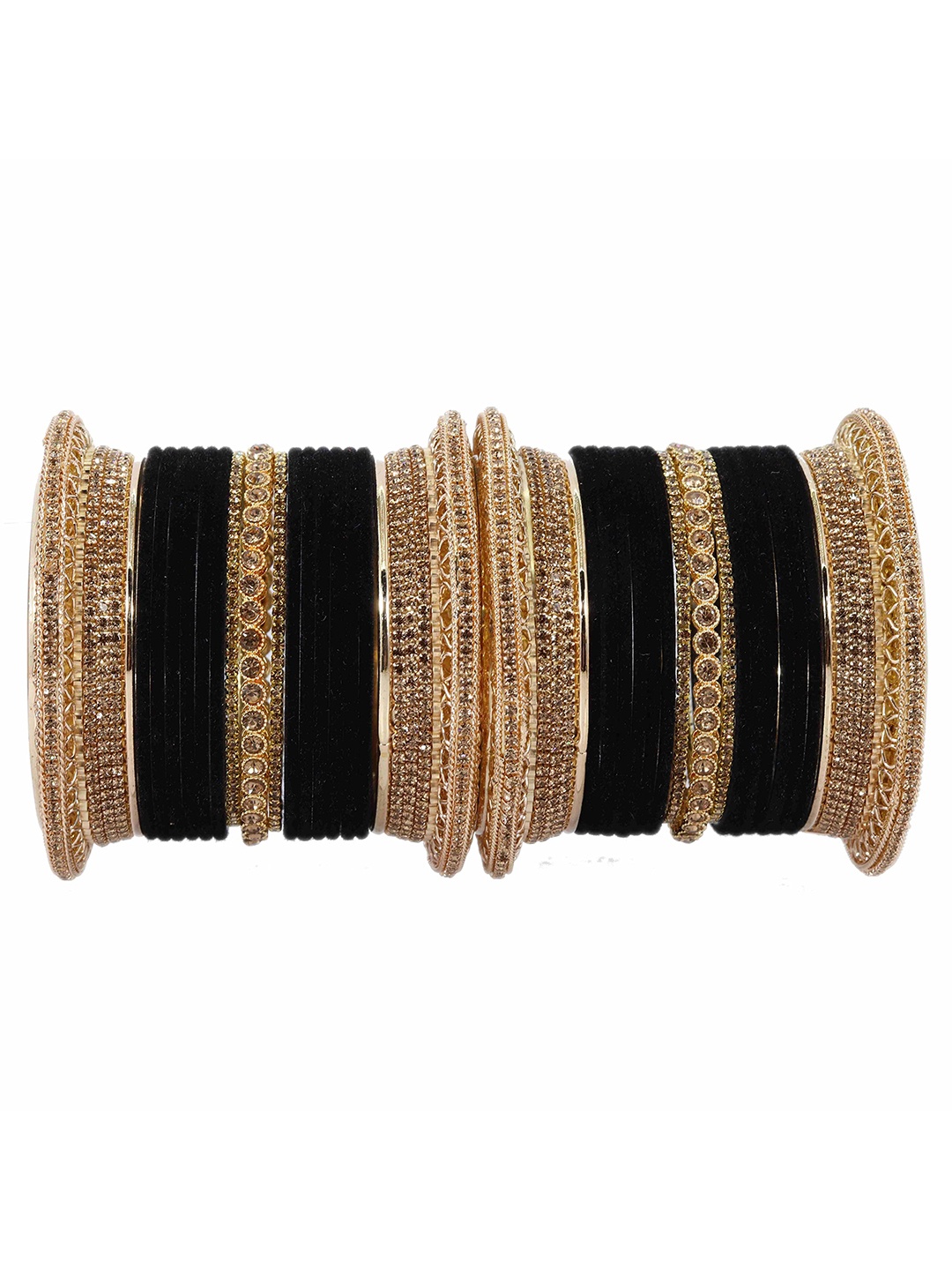 

ZULKA Set of 34 Stone-Studded Bangles, Black