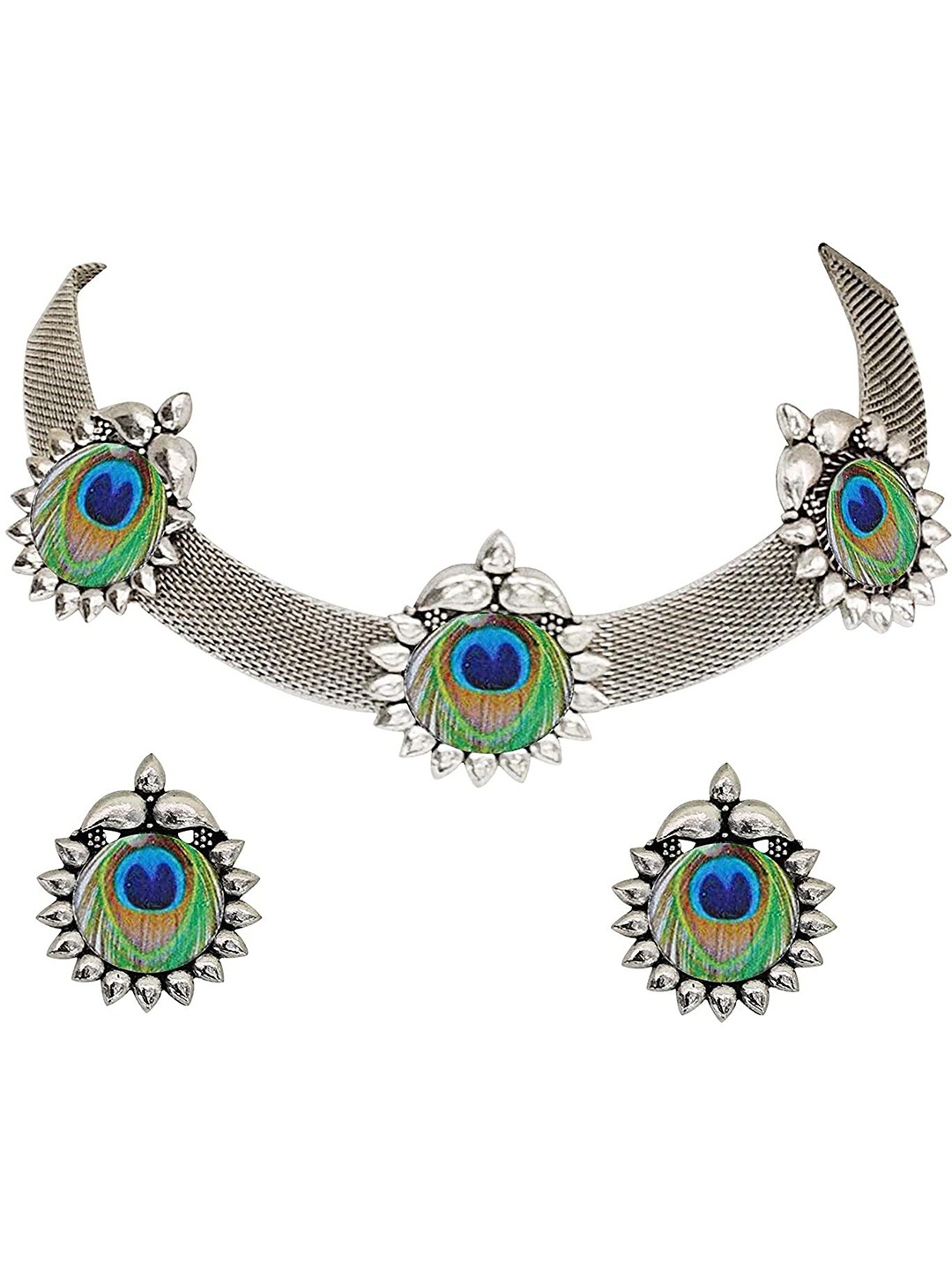 

SUNHARI Silver Plated Oxidised Jewellery Set