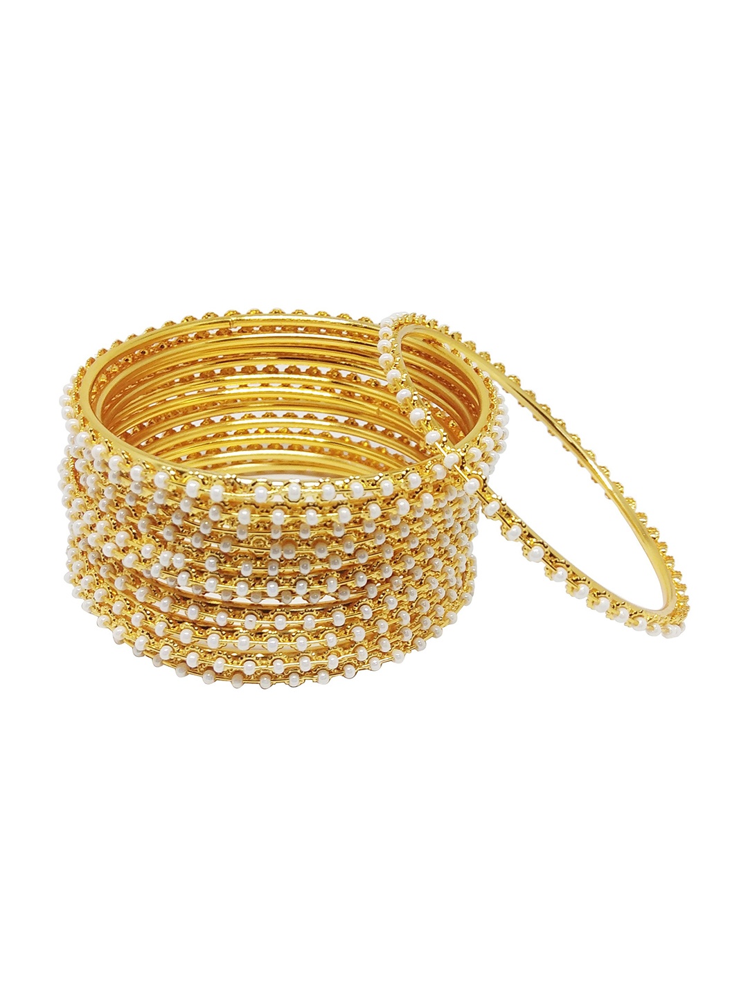 

CHRISHAN Set Of 10 Gold Plated Beaded Bangles