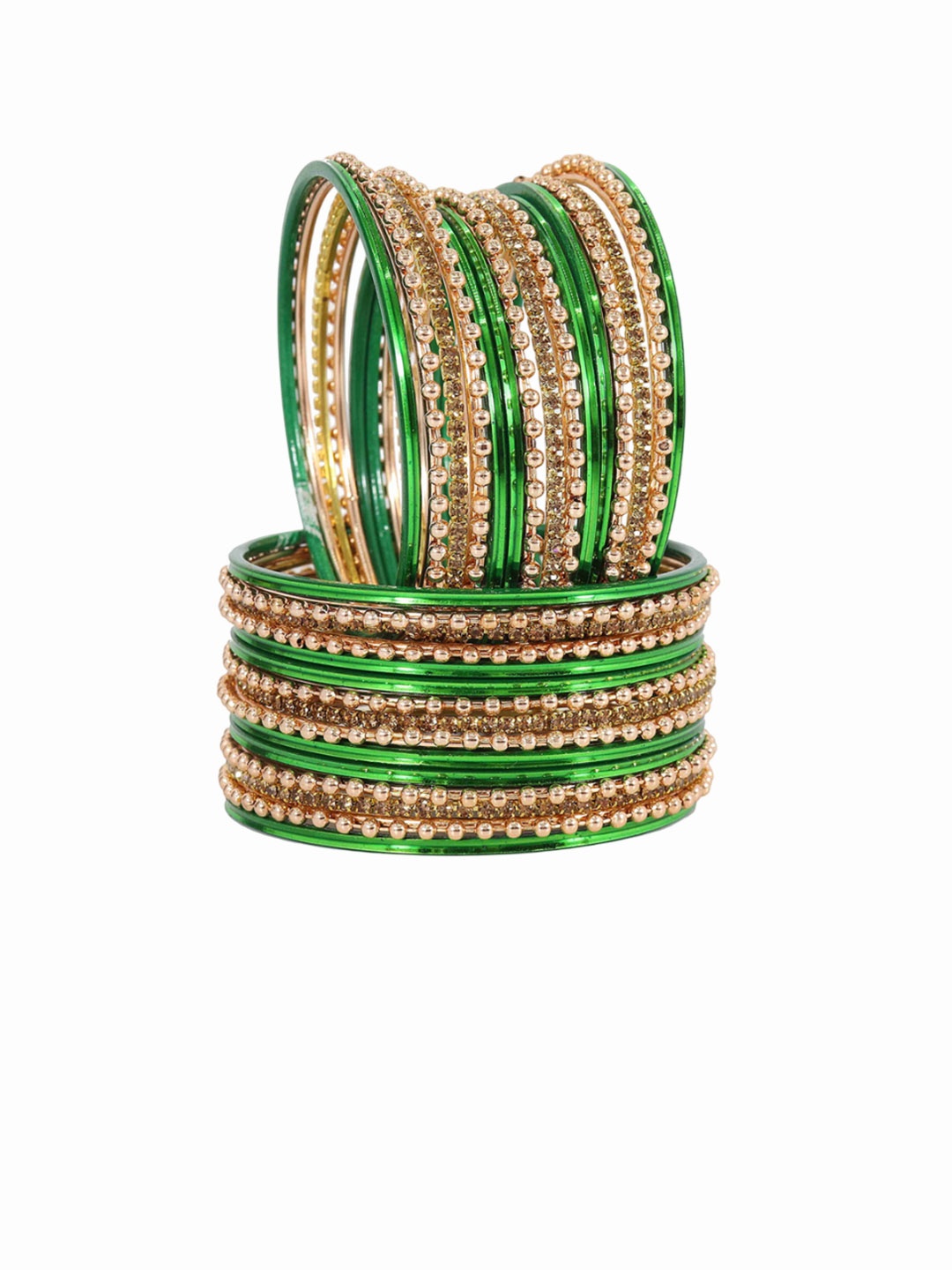 

ZULKA Set of 30 Zircon Gemstone Bangles, Green