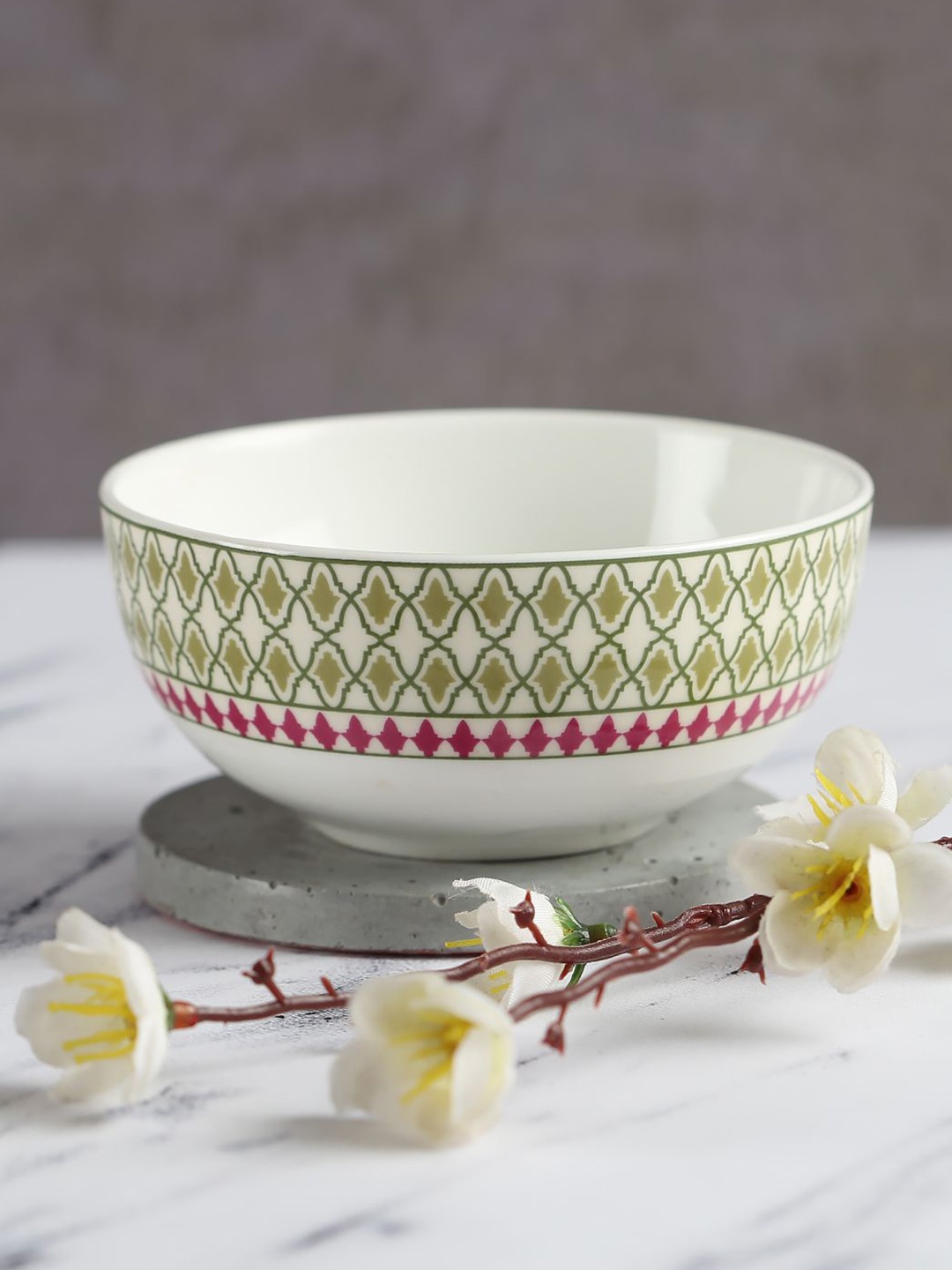 

India Circus by Krsnaa Mehta White Printed Katori Bowl