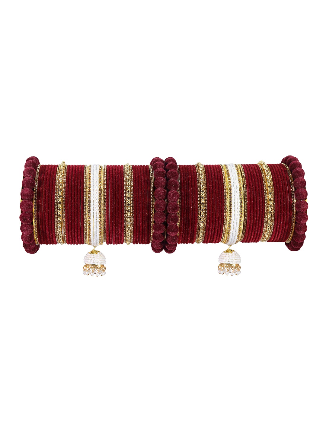 

ZULKA Set of 86 Stone Studded Velvet Bangles, Multi