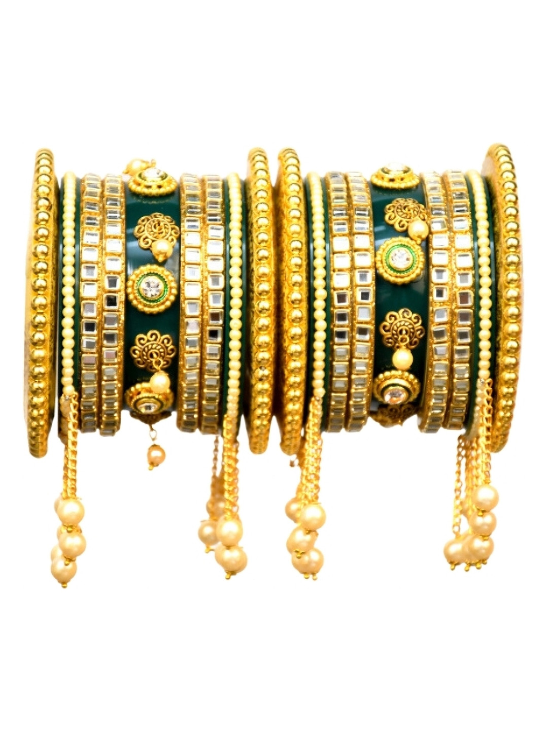 

Align Set Of 2 Gold-Plated Stones-Studded & Beaded Bangles