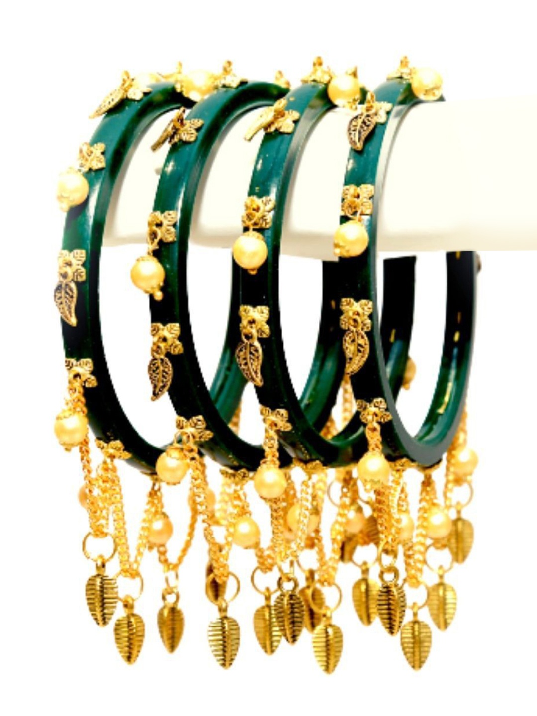 

Align Set Of 4 Gold Plated Stone Studded Latakan Bangles