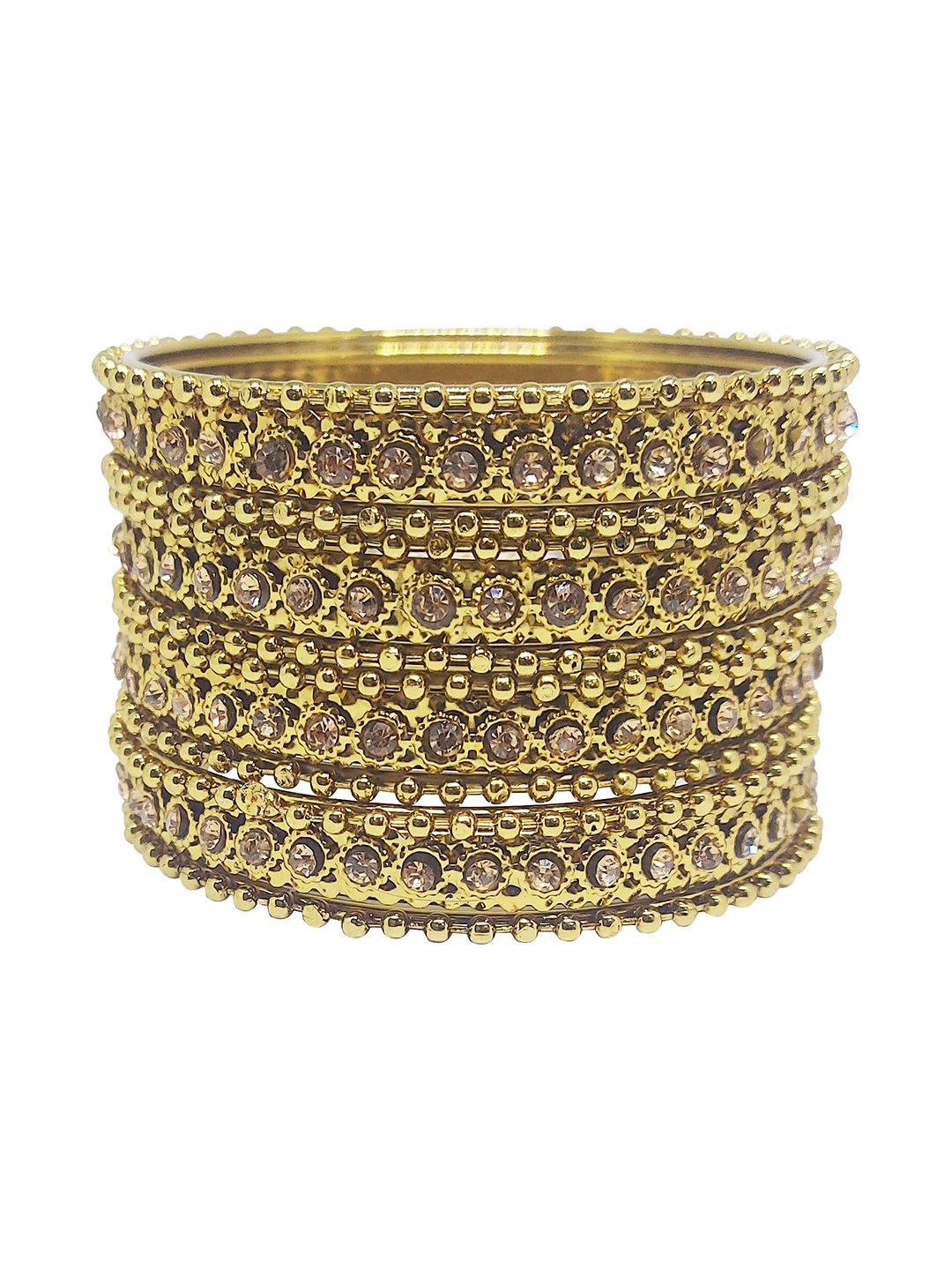 

CHRISHAN Set Of 12 Stone Studded Bangles, Gold