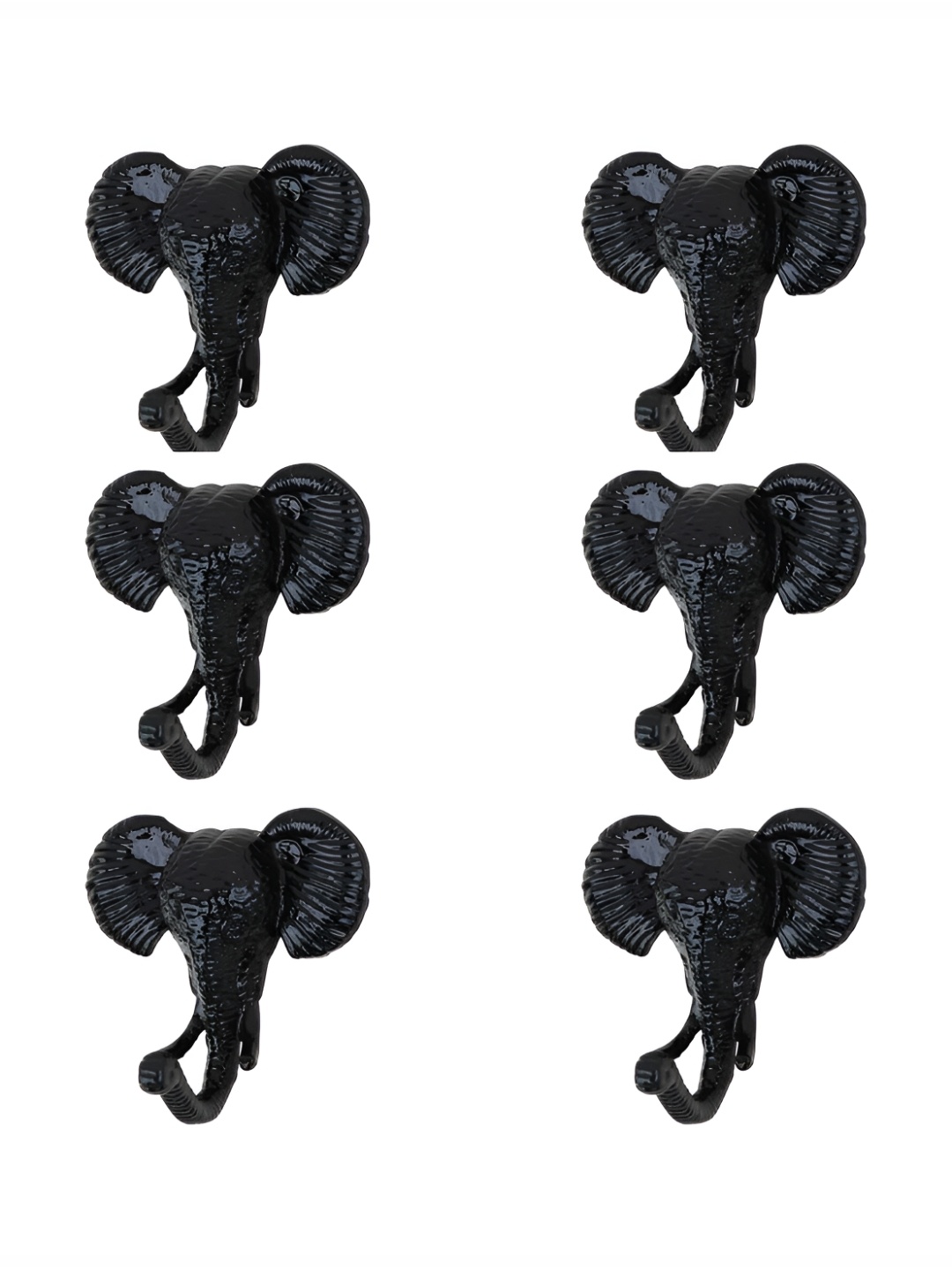 

IndianShelf Black 6 Pieces Elephant Wall Hooks