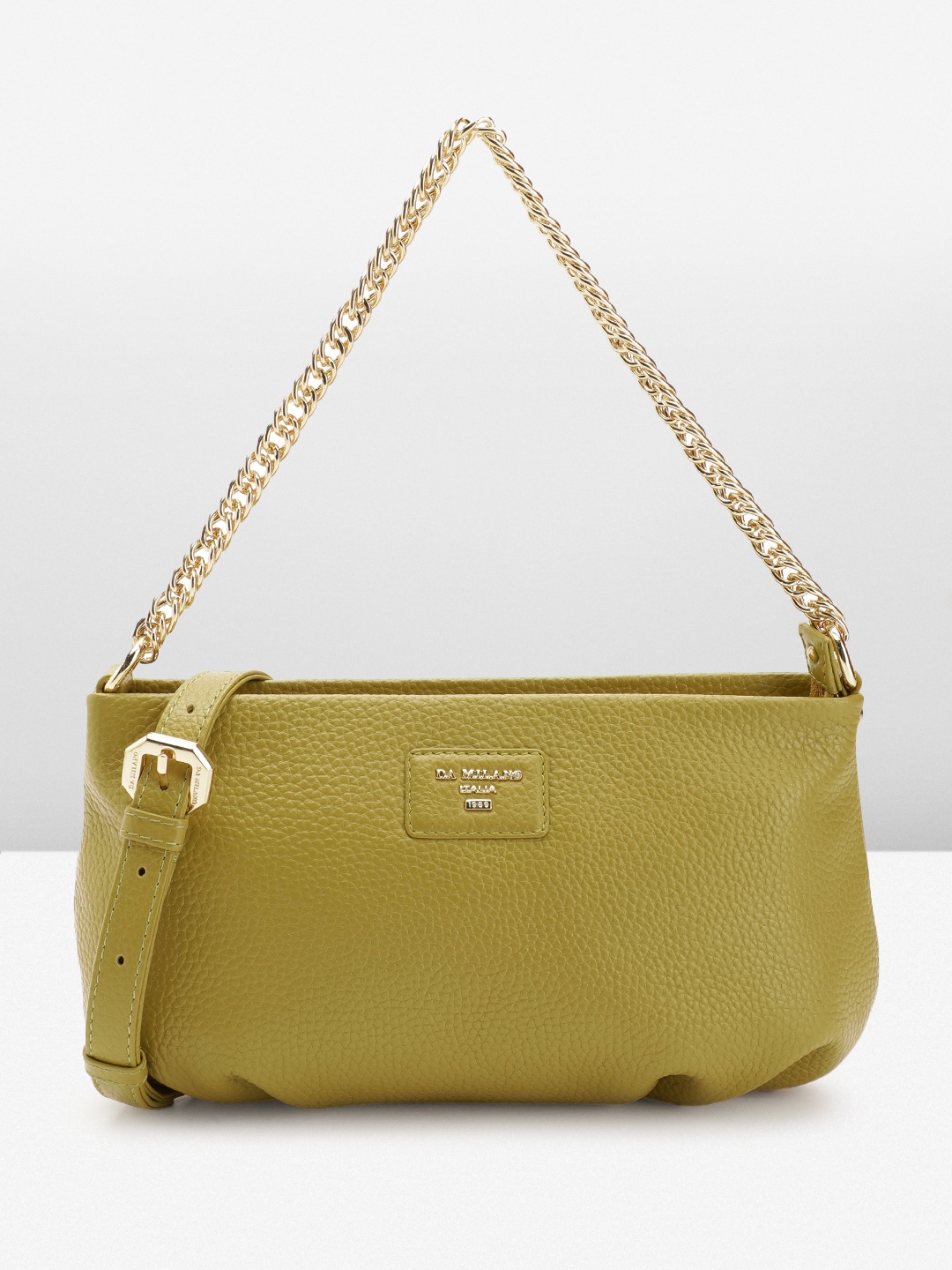 

Da Milano Textured Leather Structured Handheld Bag, Green